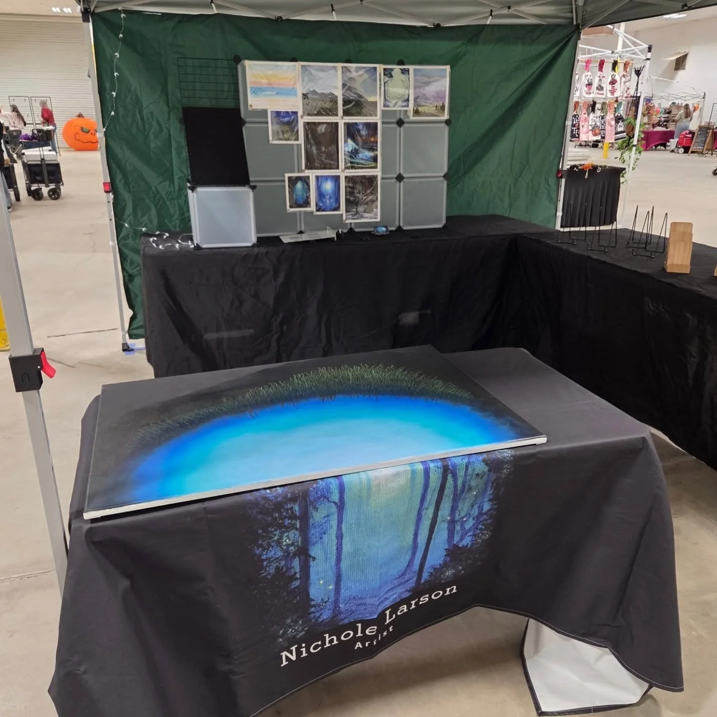 Getting set up for tomorrow's Friday Night Market! @rcfridaynightmarket 

See the giant painting on this table? I'll be bringing my painting supplies and working on it throughout the night. Come stop by and see what it's looking like and see what we'