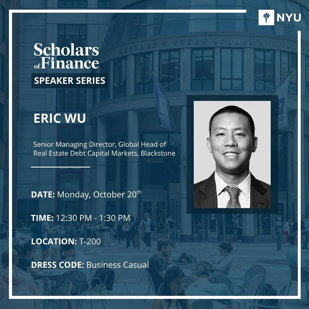 Join us to hear from Eric Wu, Senior Managing Director and Global Co-Head of Real Estate Debt Capital Markets at Blackstone.