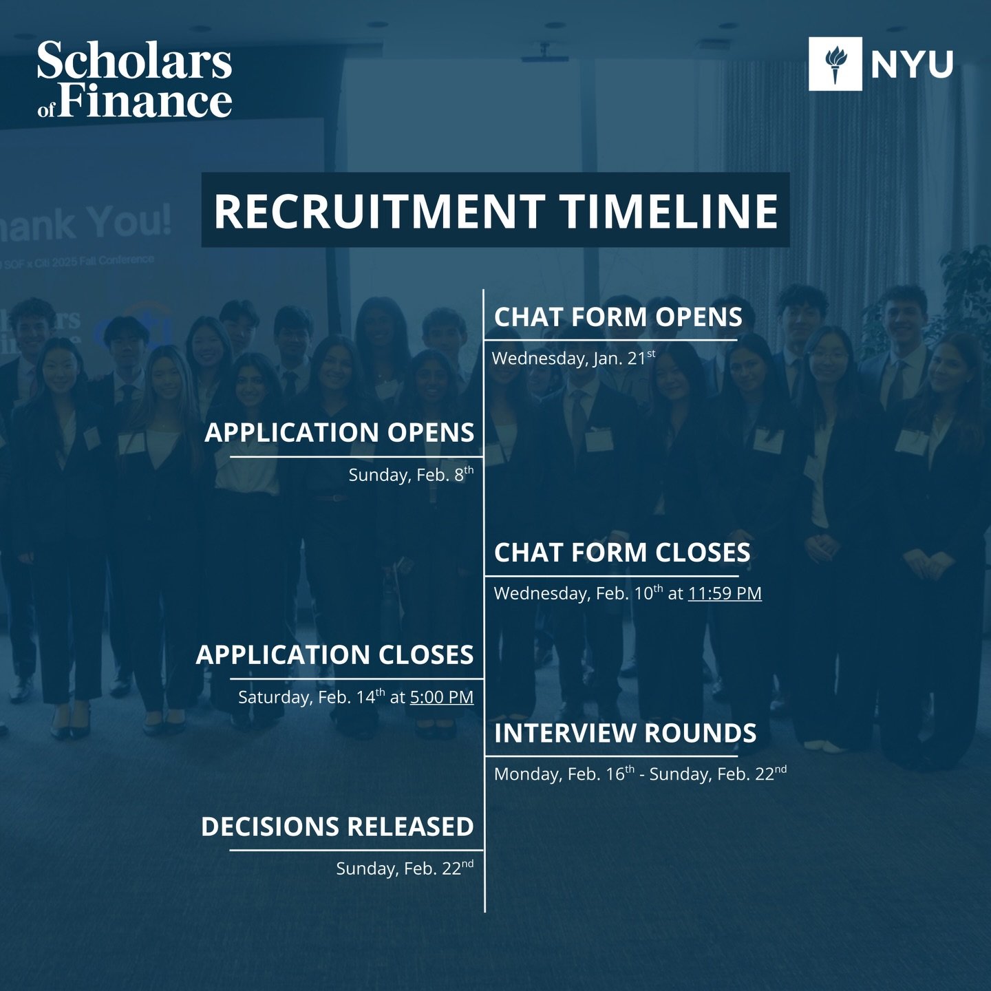 Get excited for LDP recruitment 🙌! The coffee chat form is live and can be found in our bio and on SOF&rsquo;s website. Students can submit chat requests until 11:59 PM on February 10th. Applications will open on February 8th and close on February 1