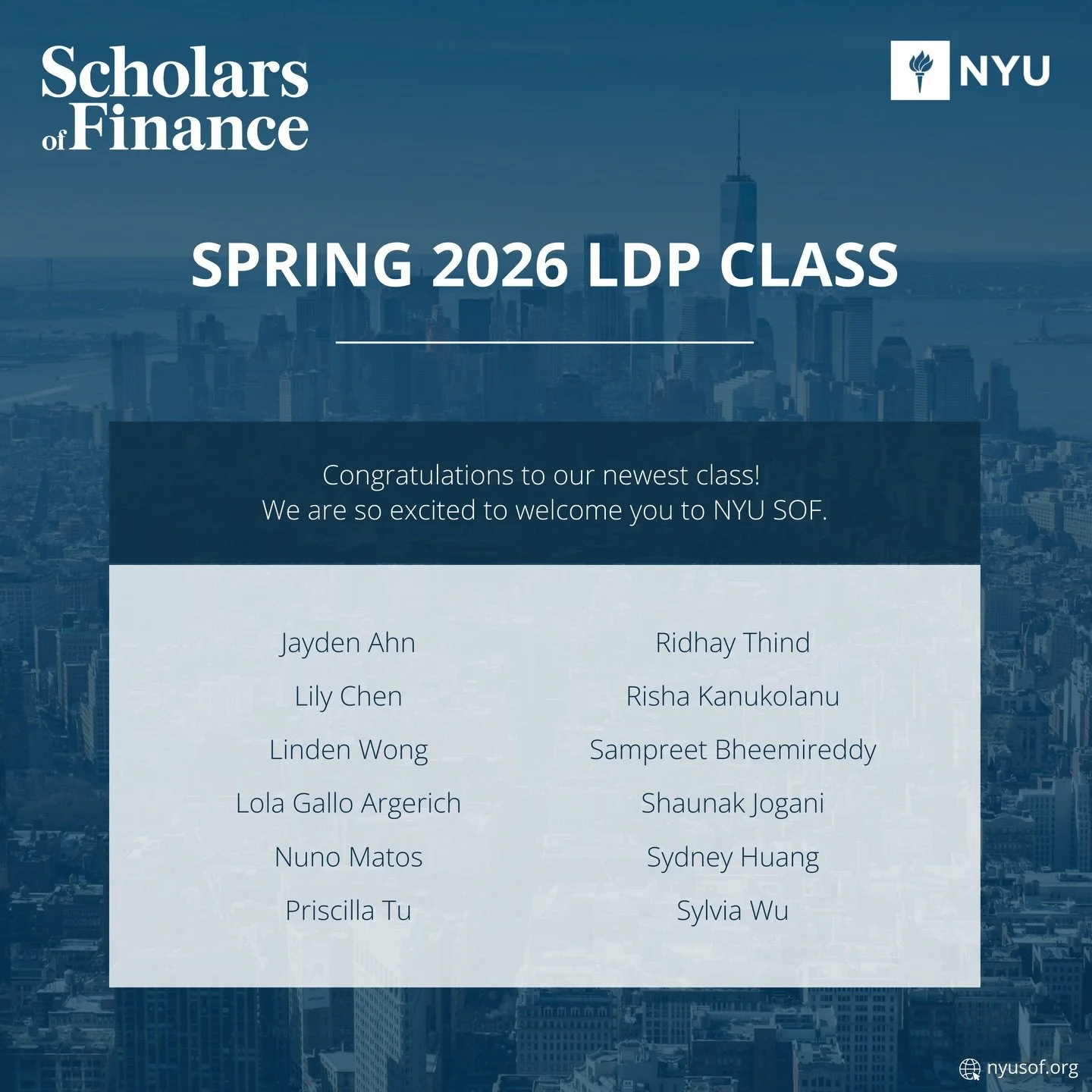 Congratulations and a warm welcome to our Spring 2026 class 🥳! This semester&rsquo;s recruitment cycle was exceptionally competitive, and we are so excited to have these students join our community. Applications will reopen at the start of next seme