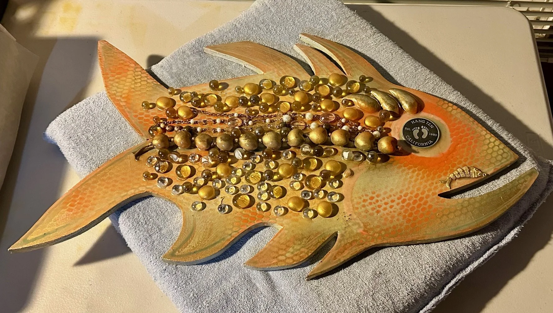 Glow Orange hang 10   $165.
15" X 25"