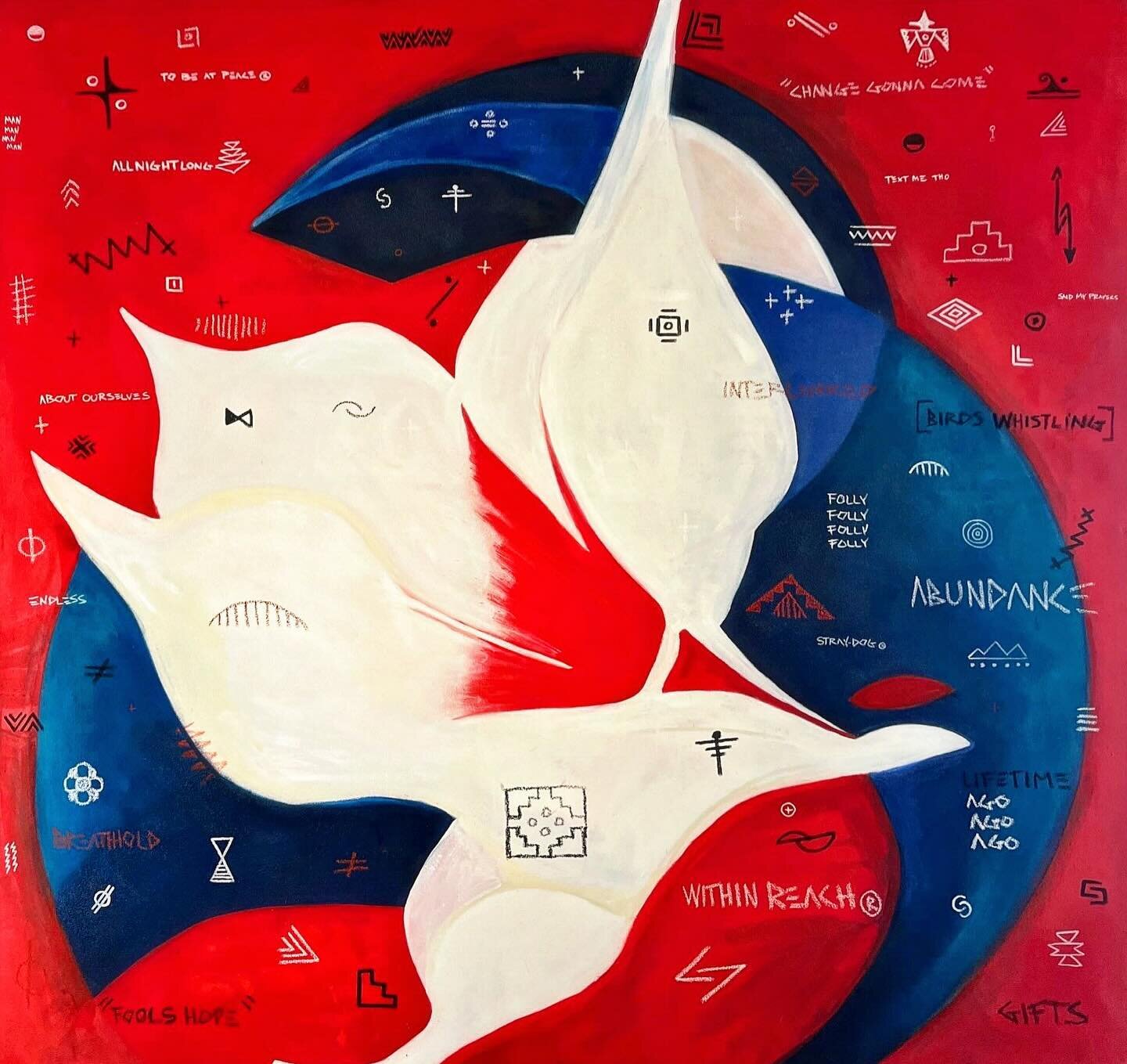 .
Sovereign Santa Fe&rsquo; 2024 featured artist;  Jesse Littlebird (Laguna/Kewa Pueblos) Acrylic aerosol mix media on stretch canvas. 
.
Littlebird, born in 1992 in Santa Fe, New Mexico is an artist, painter, writer and film director with a passion 