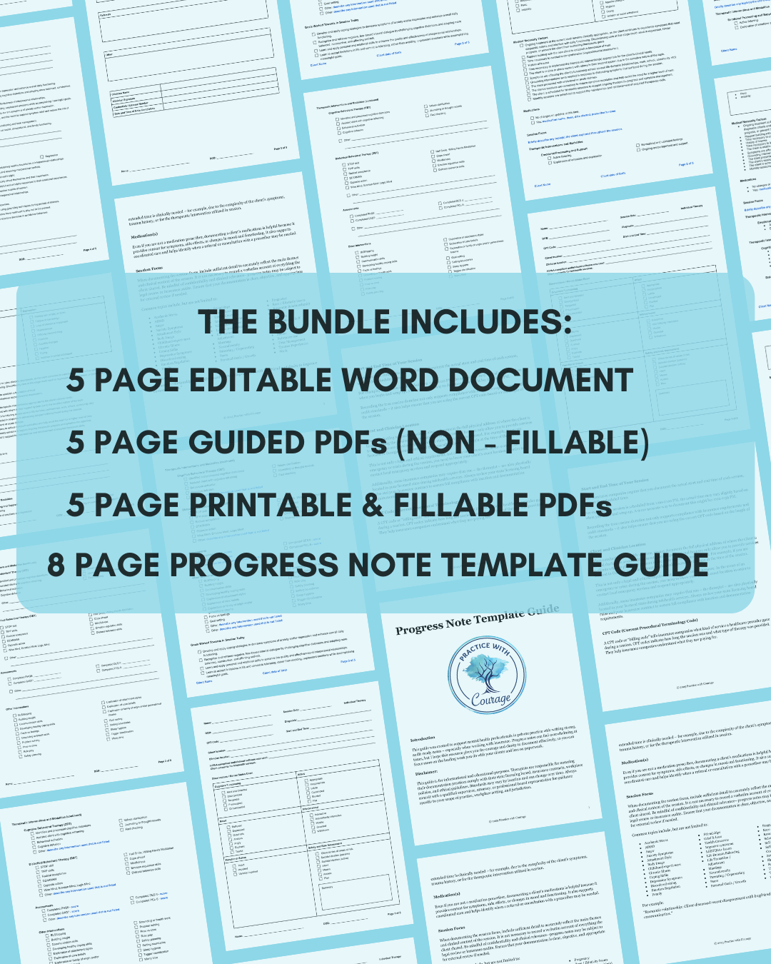 Editable Progress Note Templates | Courageous Counseling and ...
