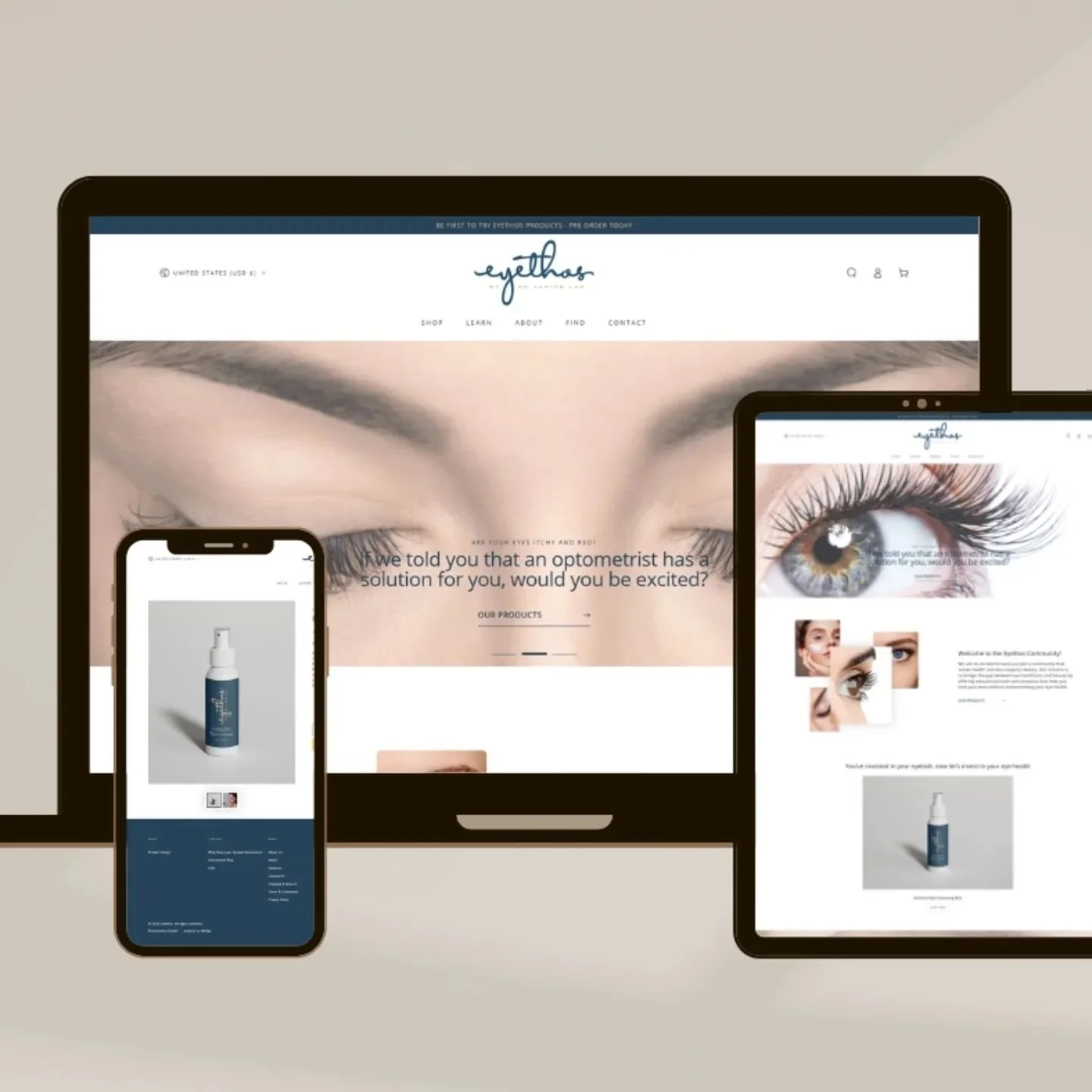 When introducing a new product to the market your e-commerce website should provide easy access to education and benefits of the product as a key feature to help promote sales.

Eyethos, a recent website I developed is a good example - in addition to