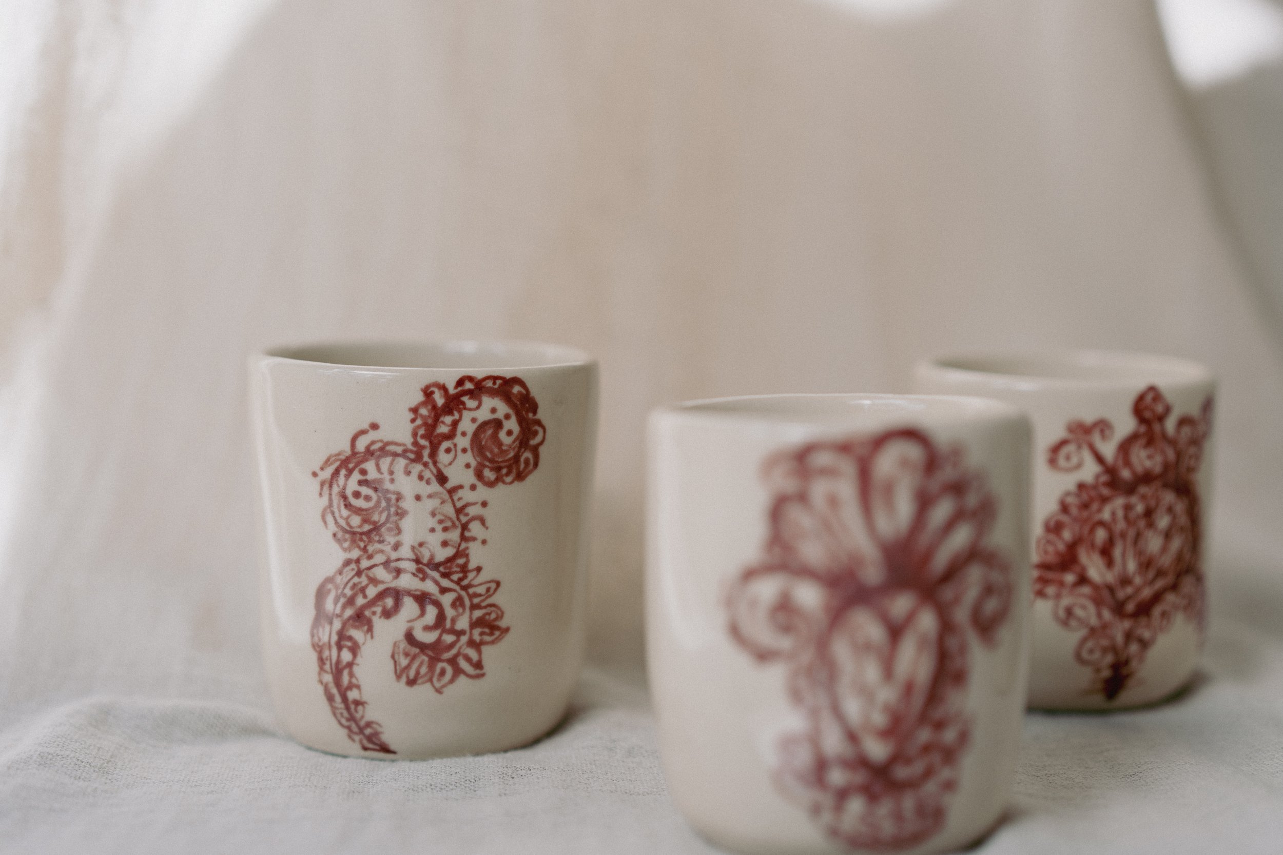 stoneware, underglaze and clear glaze, 3x1.5 in