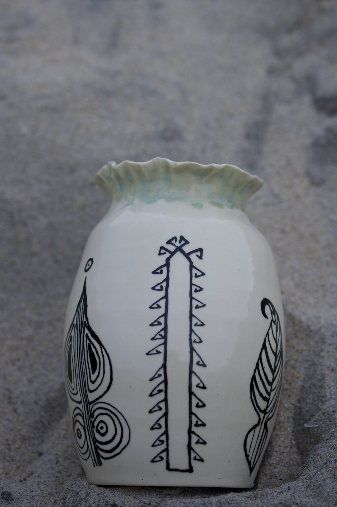 stoneware, underglaze and clear glaze, 15x4 in