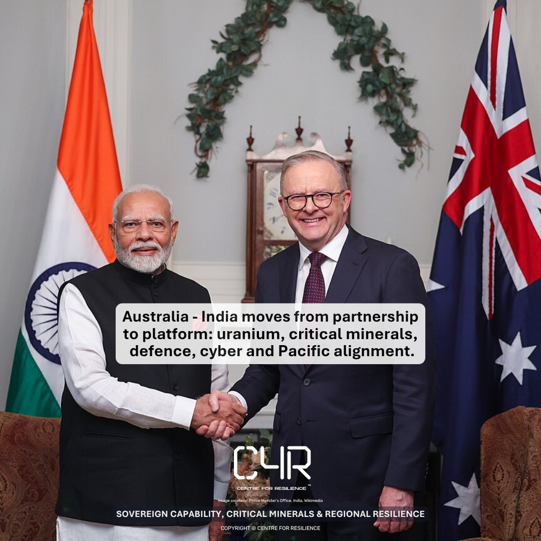 Australia - India moves from partnership to platform: uranium, critical minerals, defence, cyber and Pacific alignment
