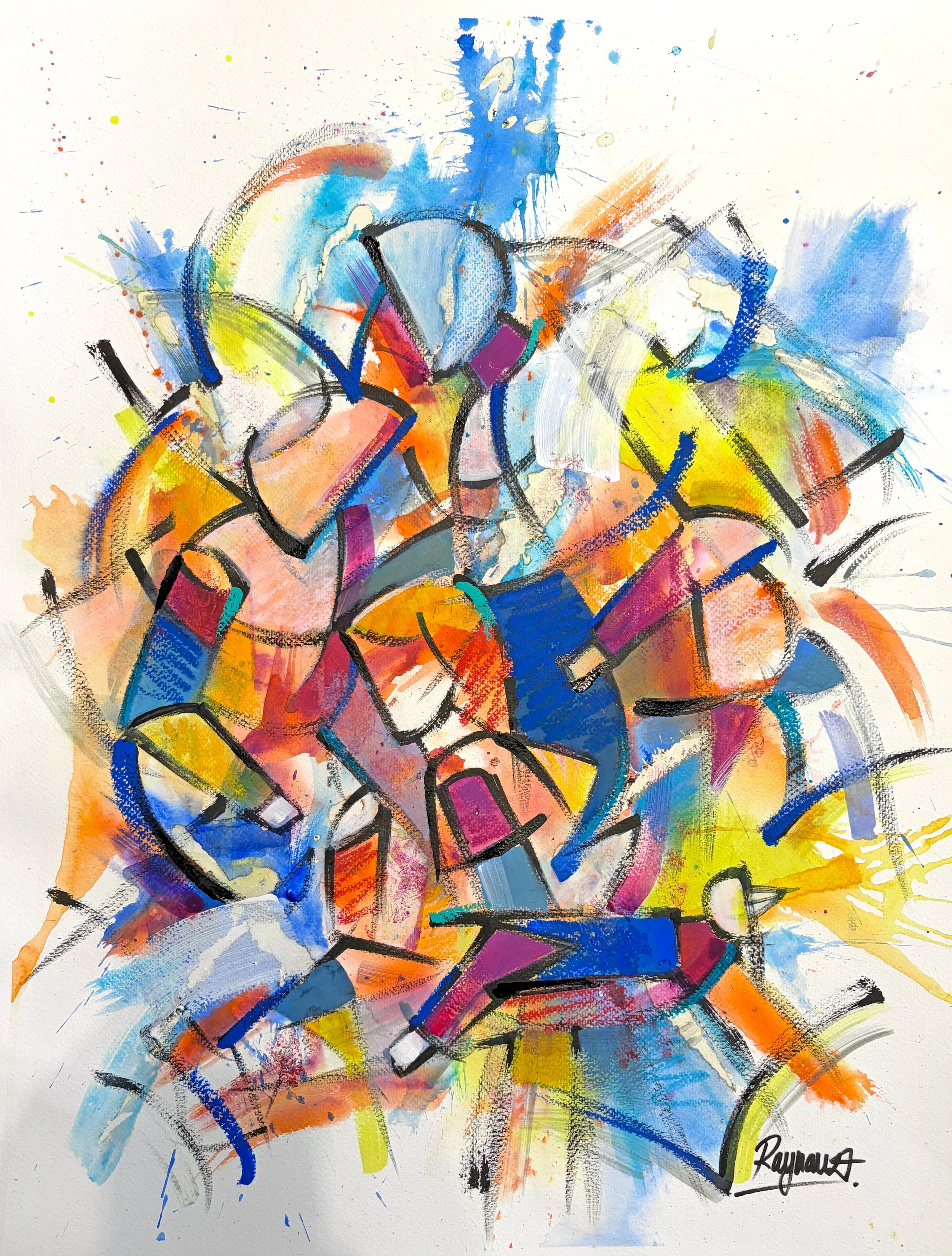 "Pour la vie" 50x65 cm. Aquarelle, pastels et encre sur papier.