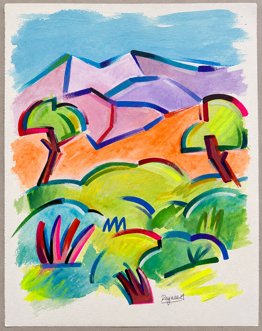 "Paysage du sud 1" 
Gouache sur papier 
30X40 CM