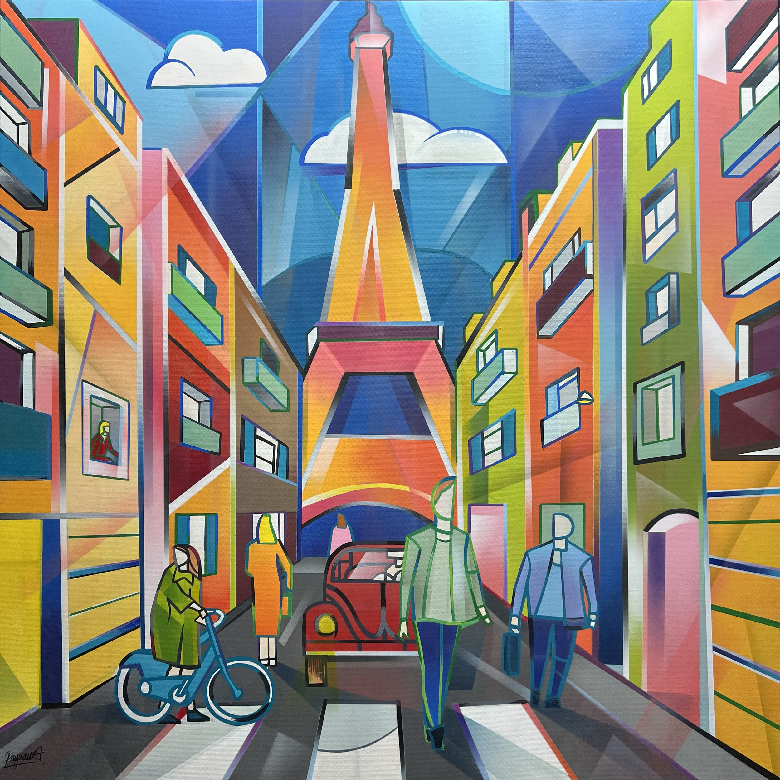"Ballade Parisienne"
100x100 cm
Technique mixte sur toile