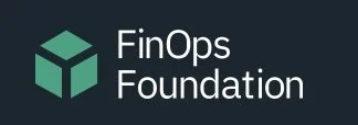 Logo of FinOps Foundation with a geometric green cube and text