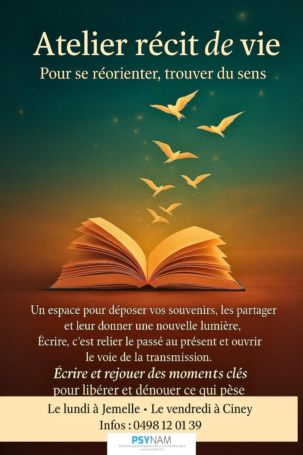 Journées d'Atelier récit de vie pour se réorienter, trouver du sens (PsyNam)