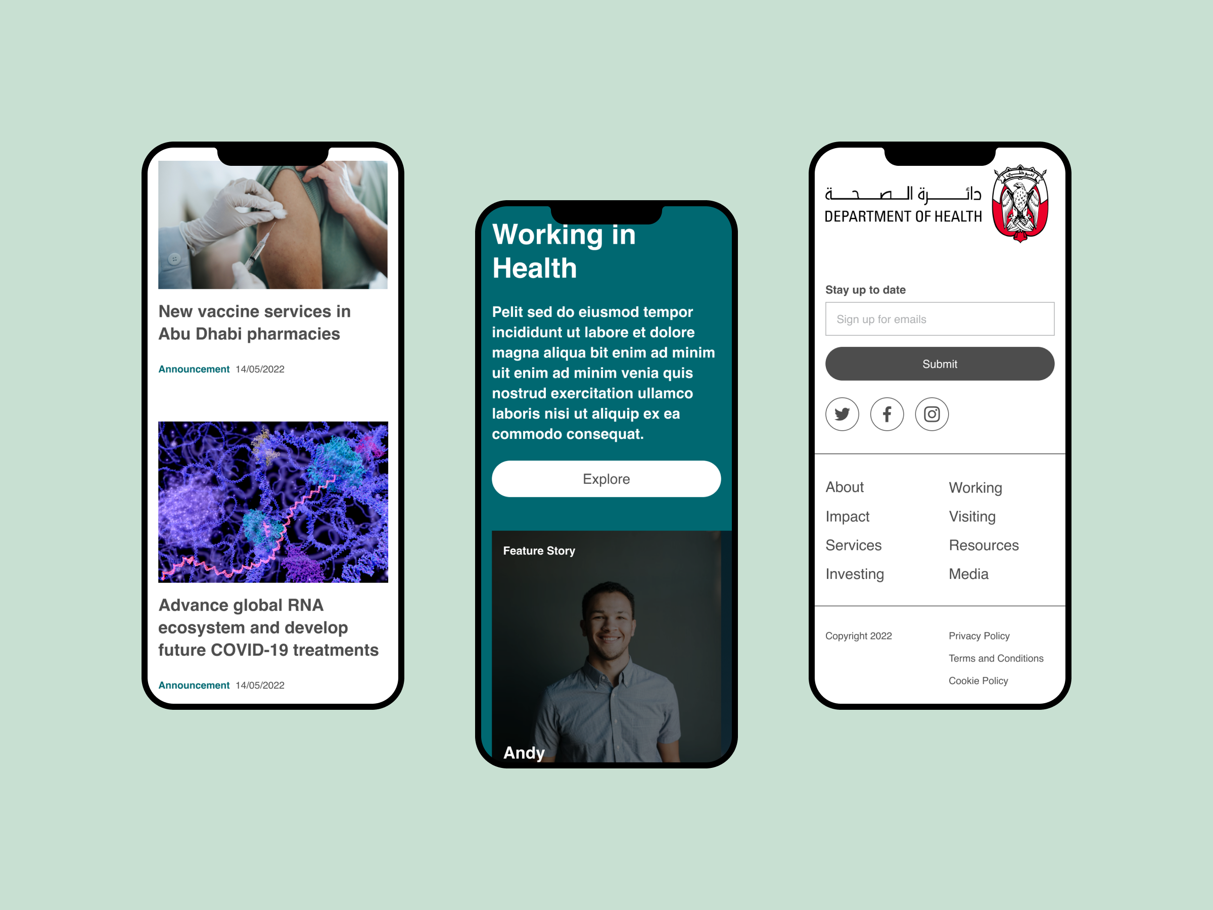Homepage design in English (mobile)