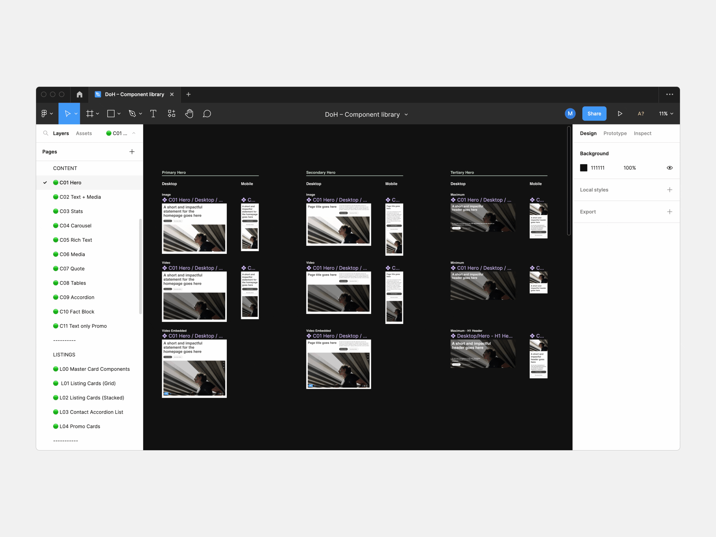 Component library (content modules)
