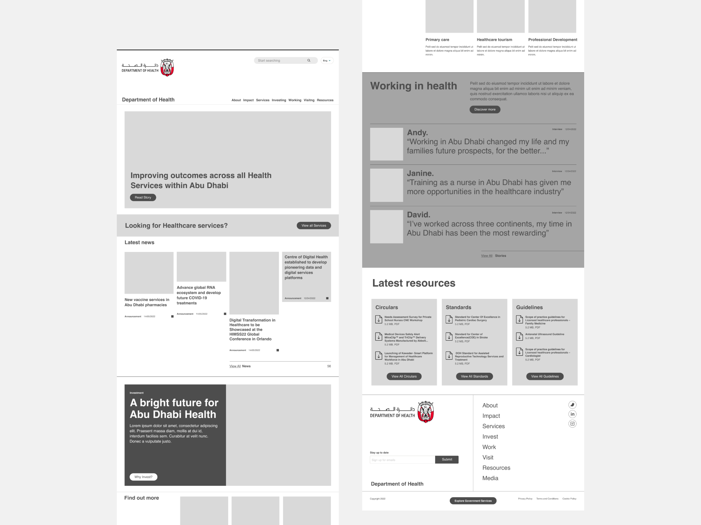 Homepage wireframe provided by the UX Designer
