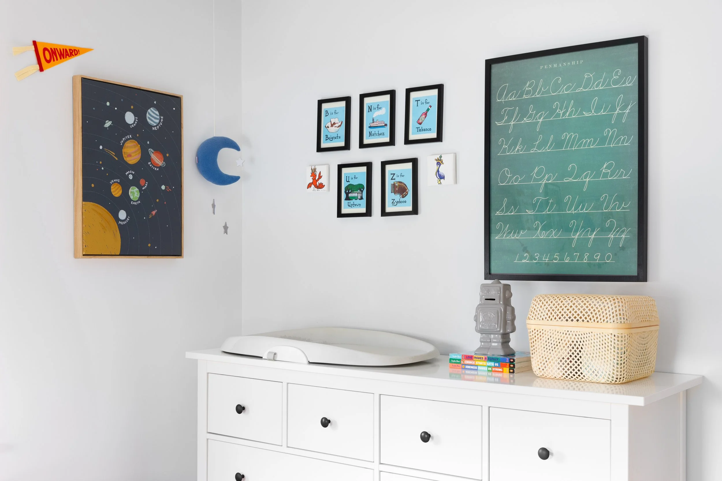 Children's room unique artwork and changing table