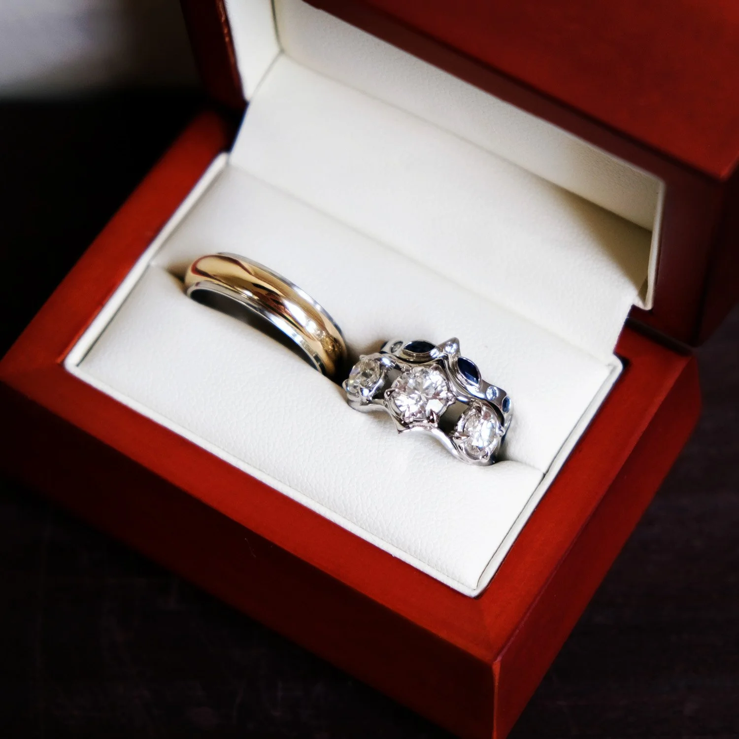 Unique bespoke wedding rings in Charlottesville Virginia atelier