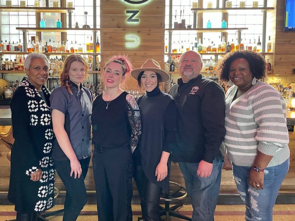 myself and the judges and category winners of the Devour Indy Winterfest Cocktail Contest 2022