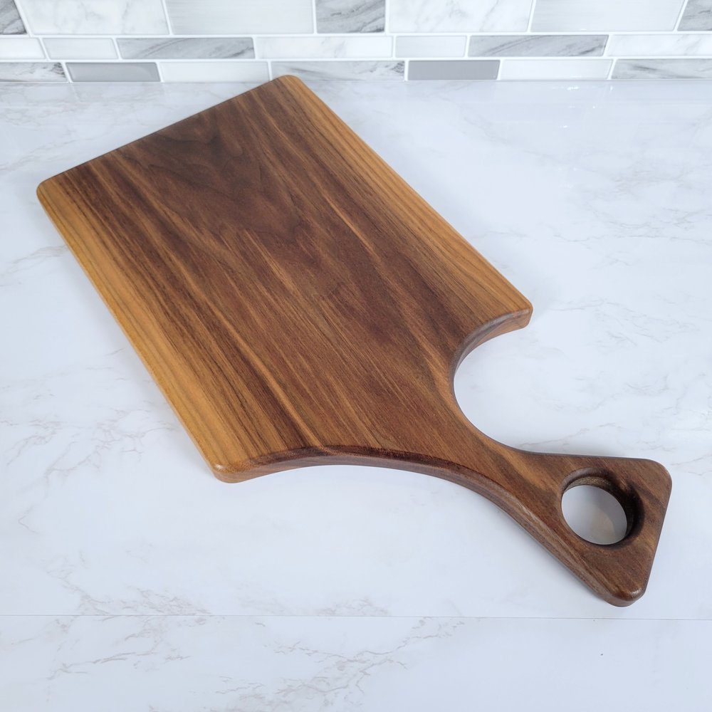 Curly Cherry Charcuterie Board with Industrial Handles