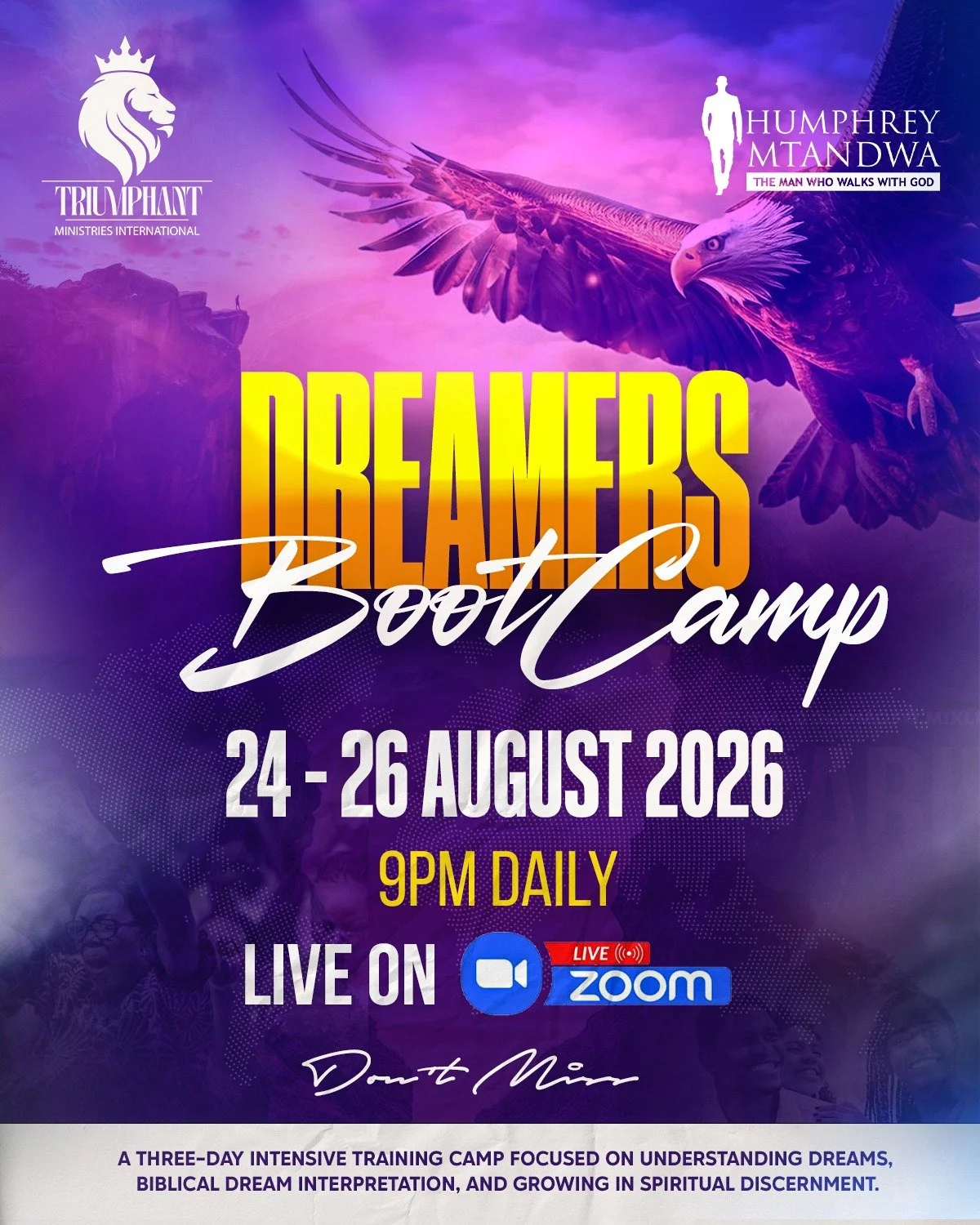 Join us from 24–26 August for a powerful Dreams Mentorship Class. Grow in spiritual discernment, learn to understand your dreams, and gain greater clarity in interpreting dreams and encounters. Be part of this life-changing mentorship!