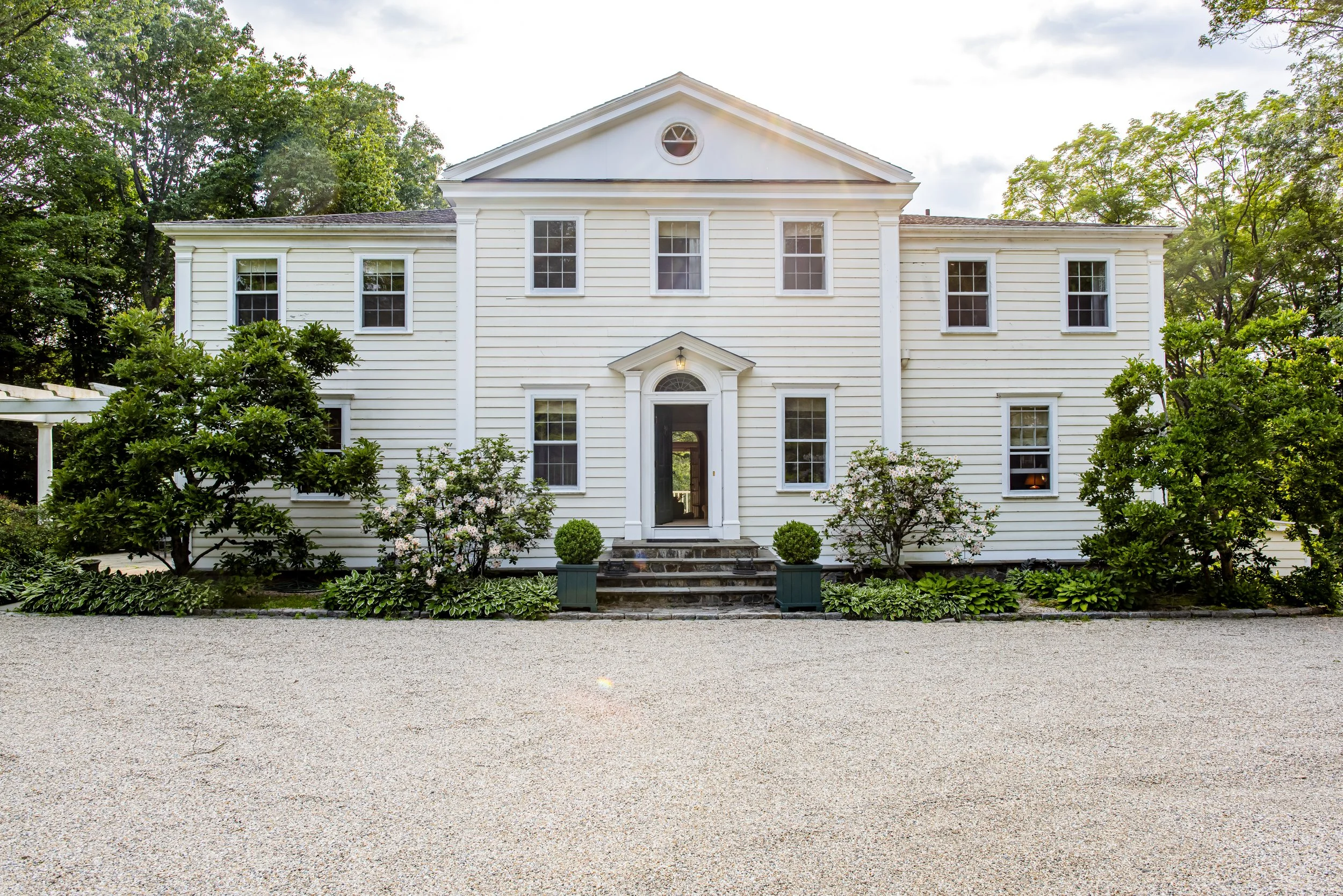Luxury private estate for wedding guests in Bedford NY with pool and gardens