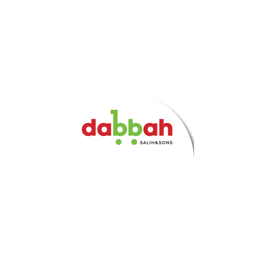 Logo with the text 'dabbah SALIH & SONS' in red and green, with a curved line design.