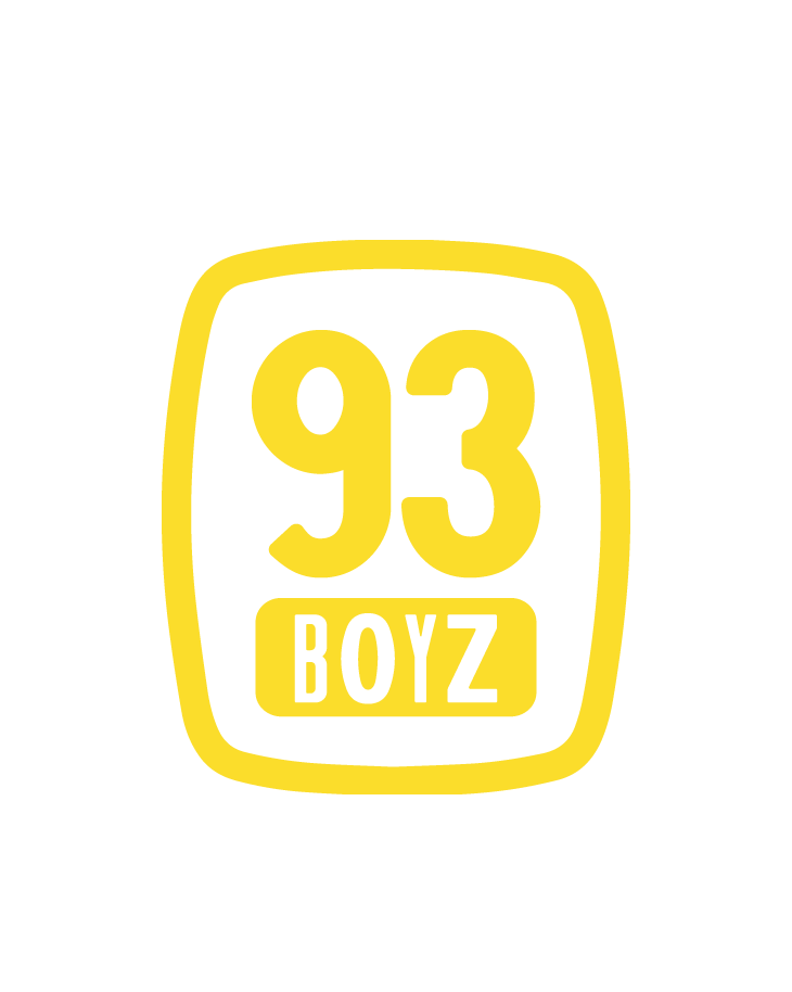 A black background with a white, dotted circular pattern and the text '93 BOYZ' in the center.