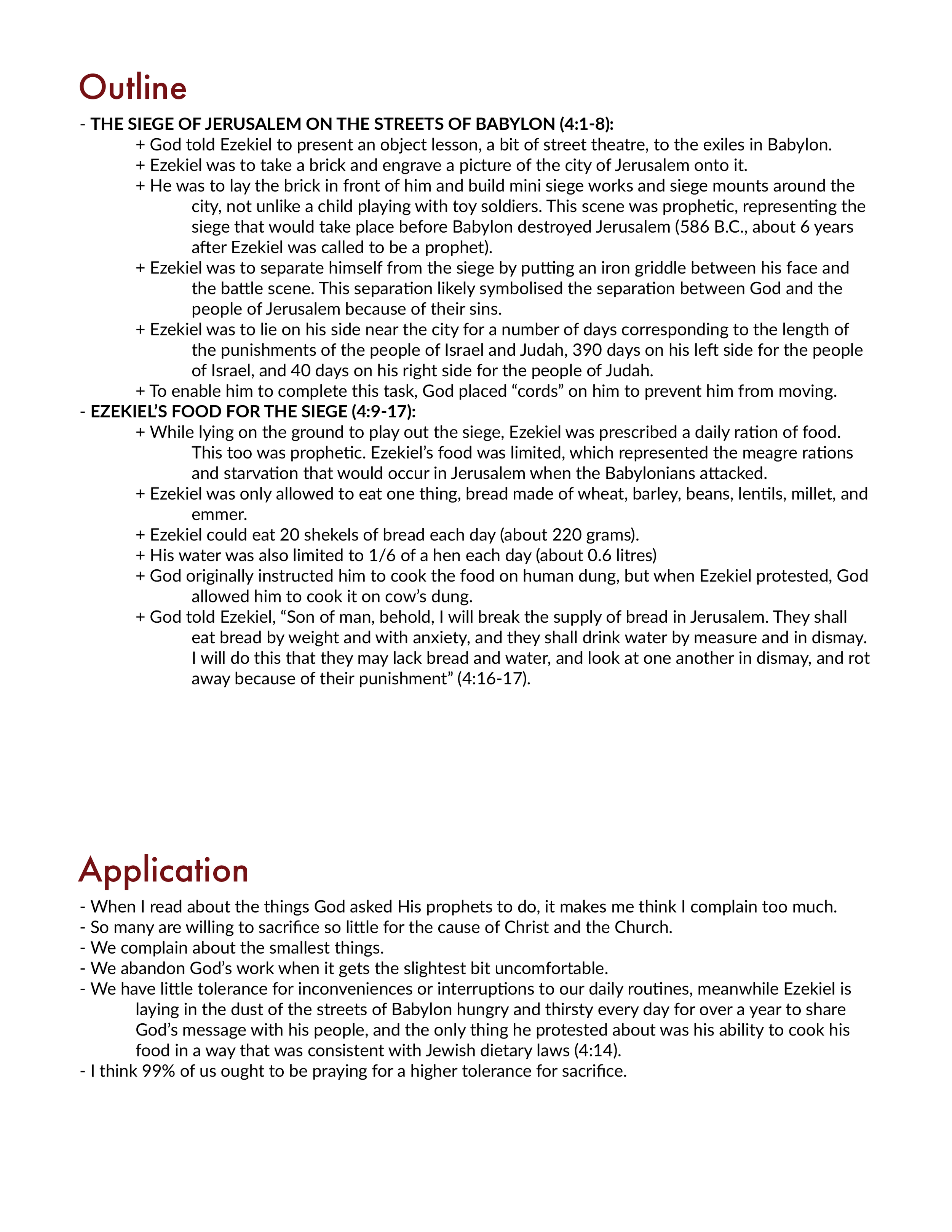 Ezekiel 4 Outline and Application