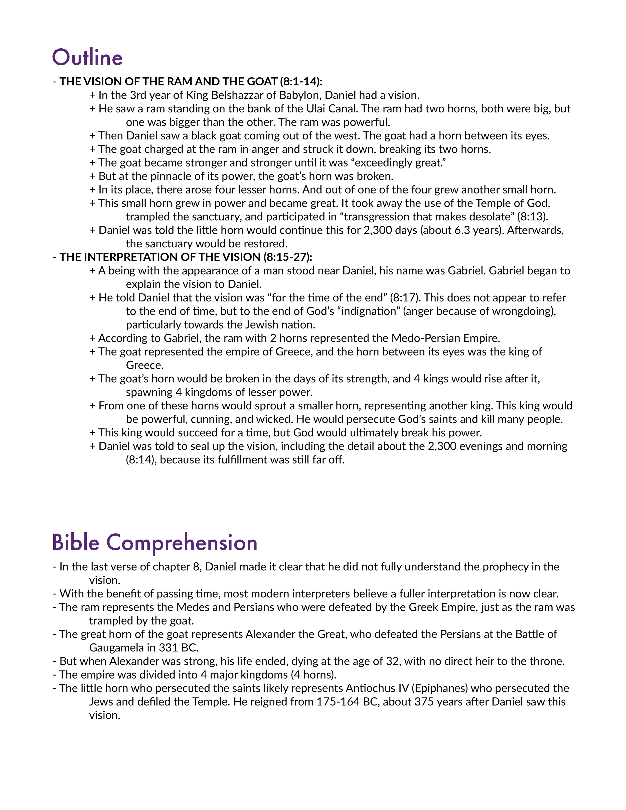 Daniel 8 Outline and Explanation