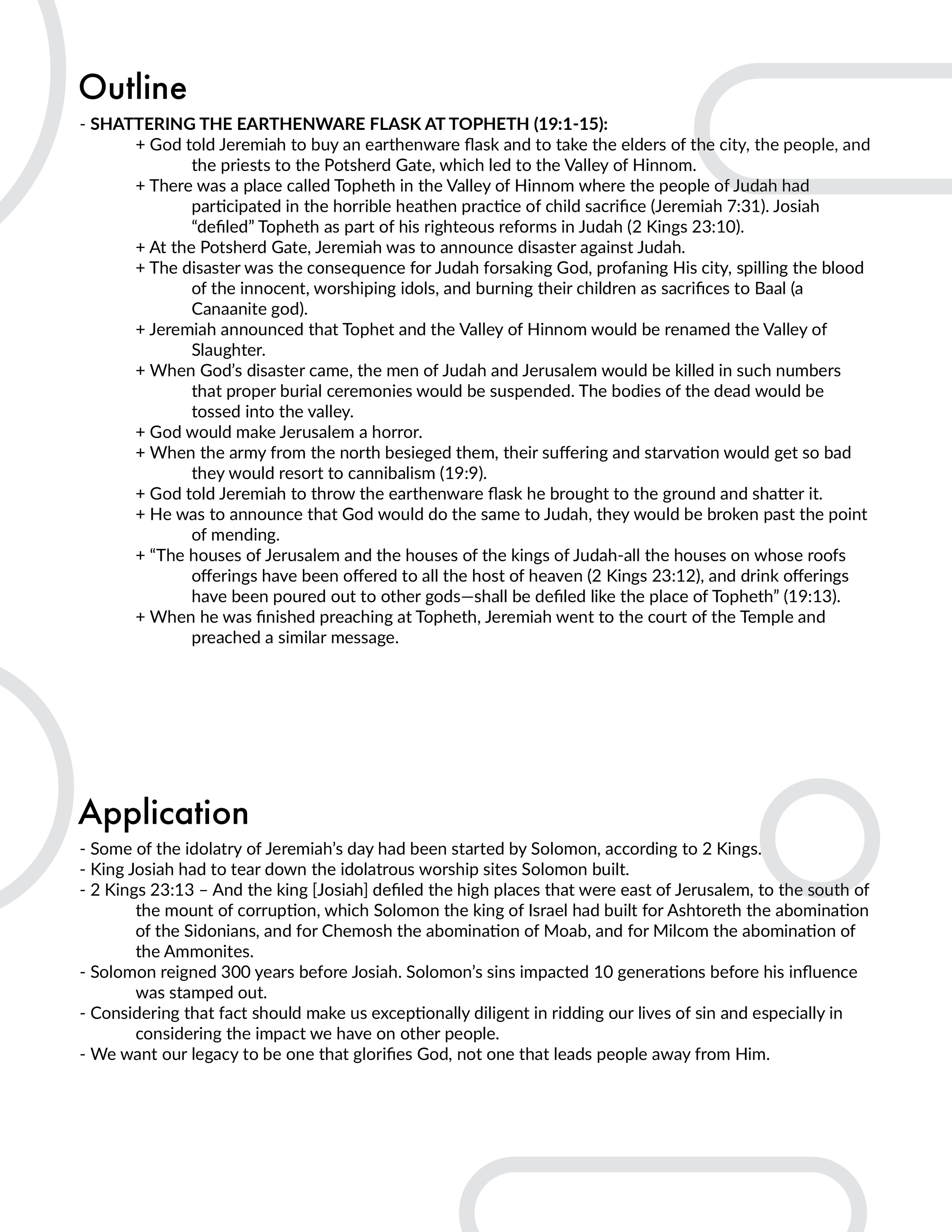 Jeremiah 19 Outline and Application