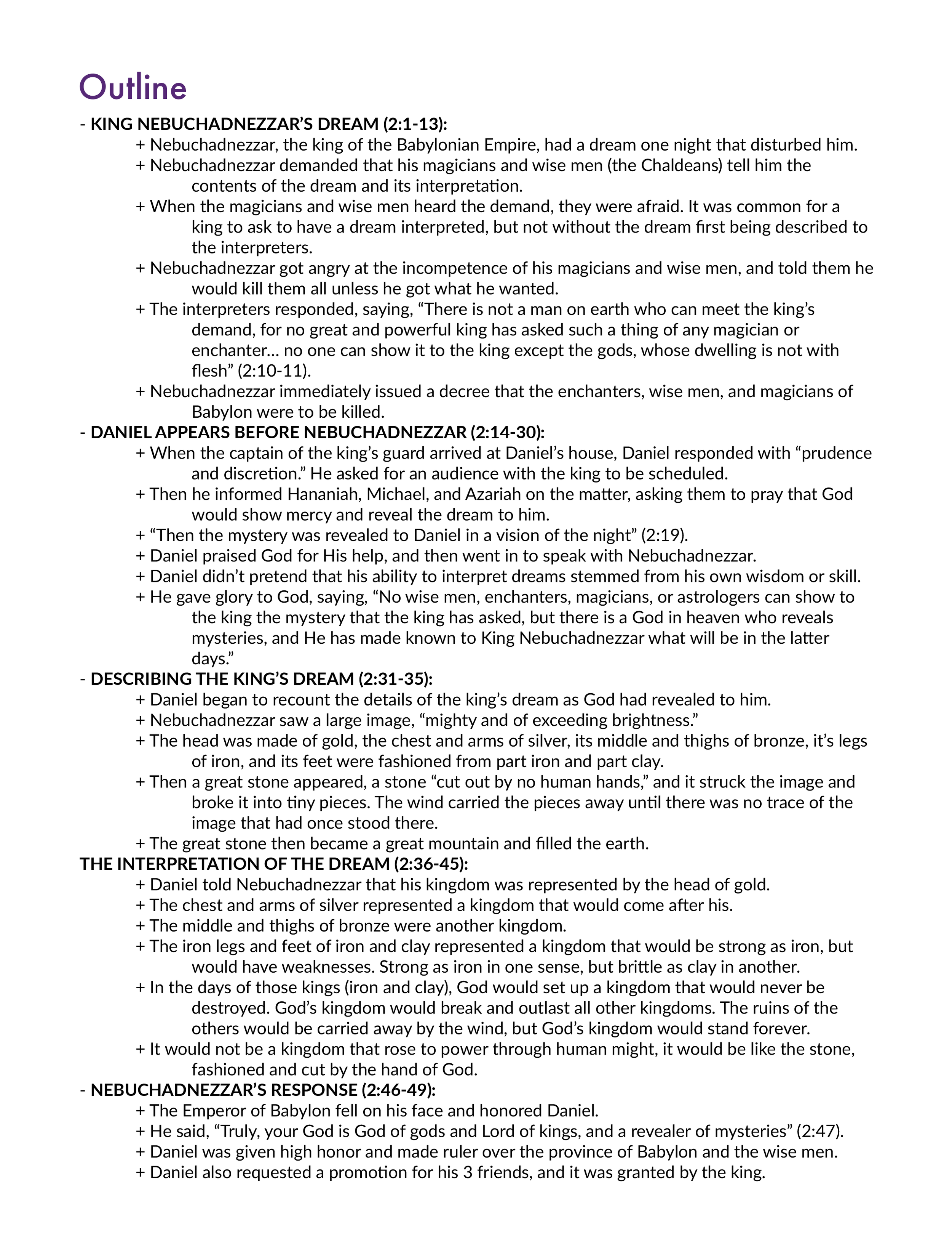Daniel 2 Outline and explanation