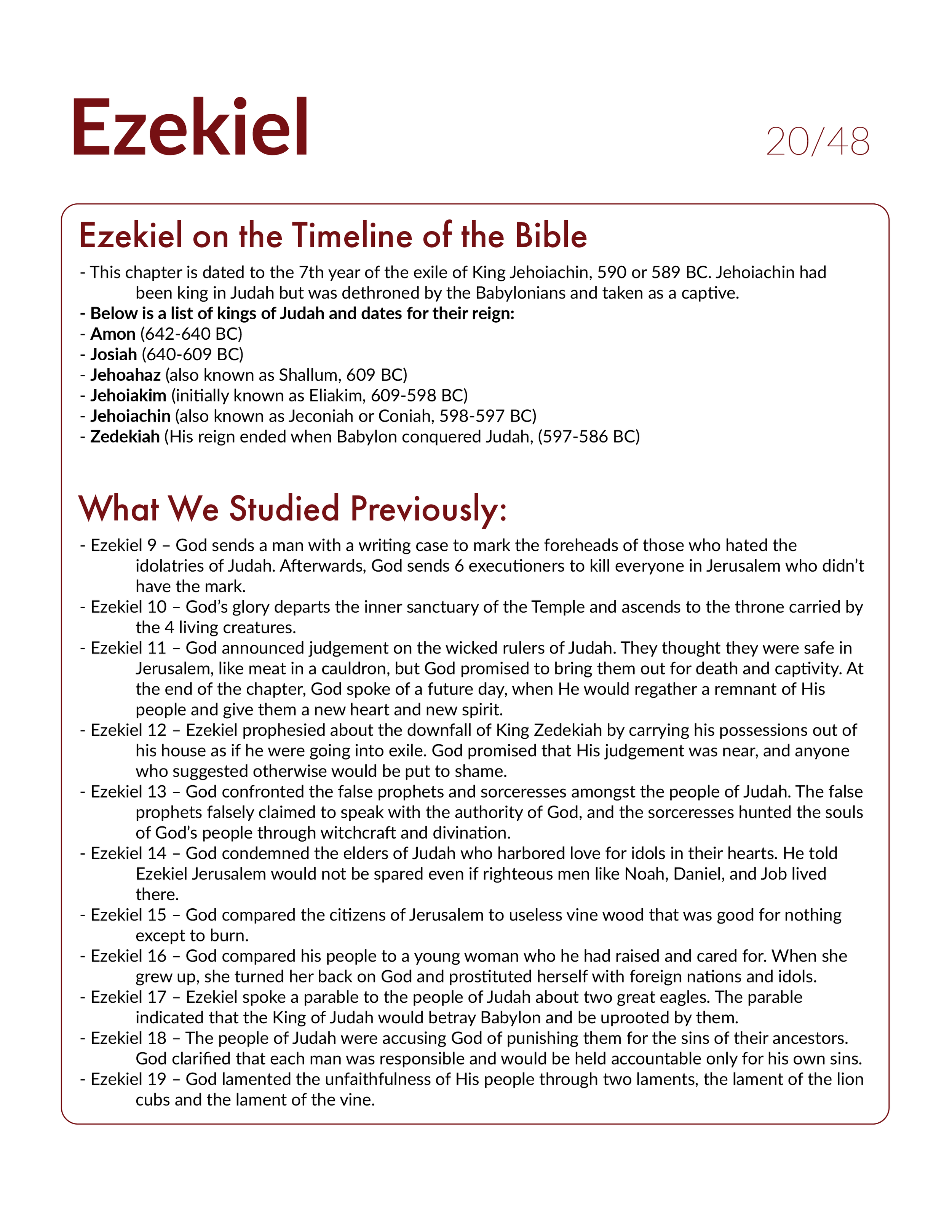 Ezekiel 20 - Bible Study, Explanation, and Application