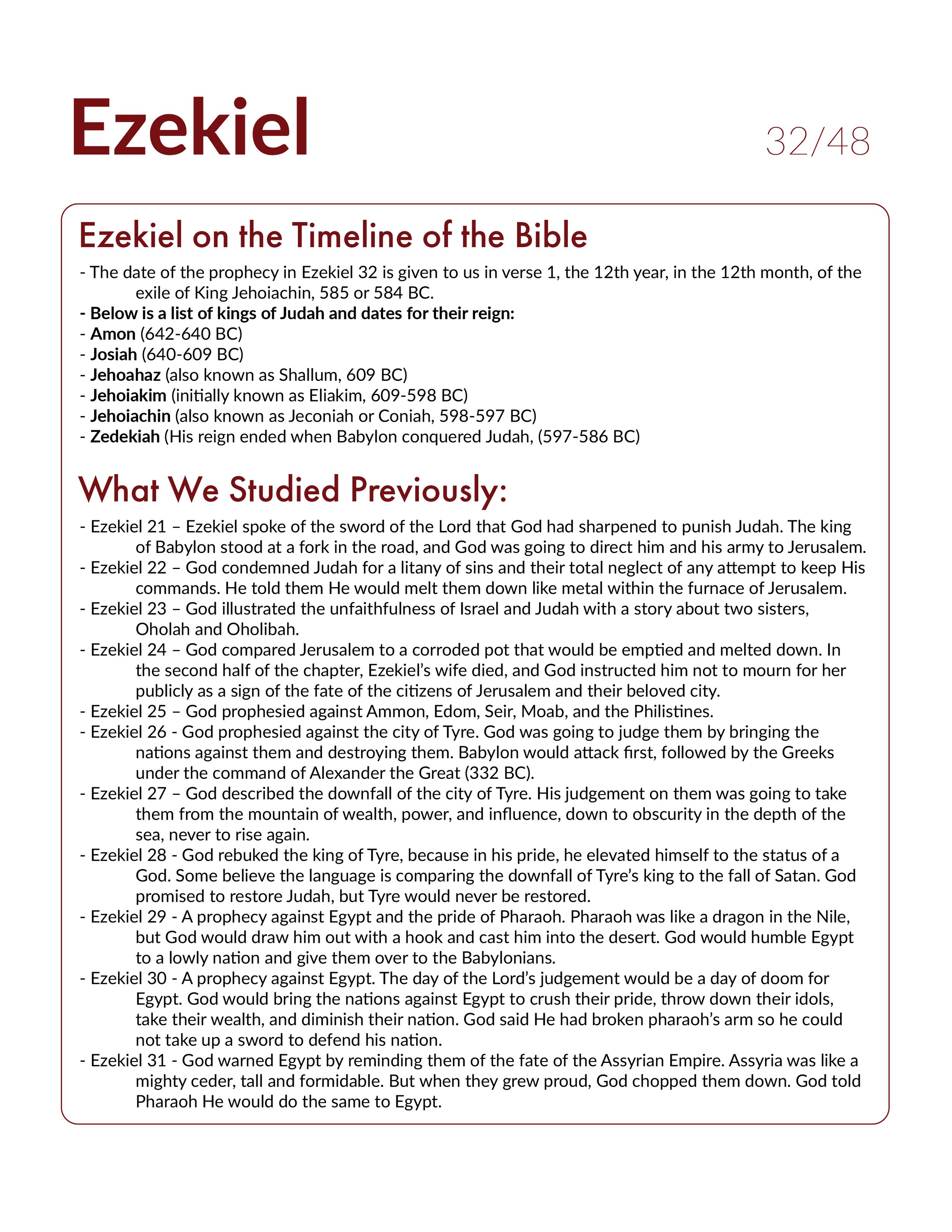 Ezekiel 32 - Bible Study, Explanation, and Application