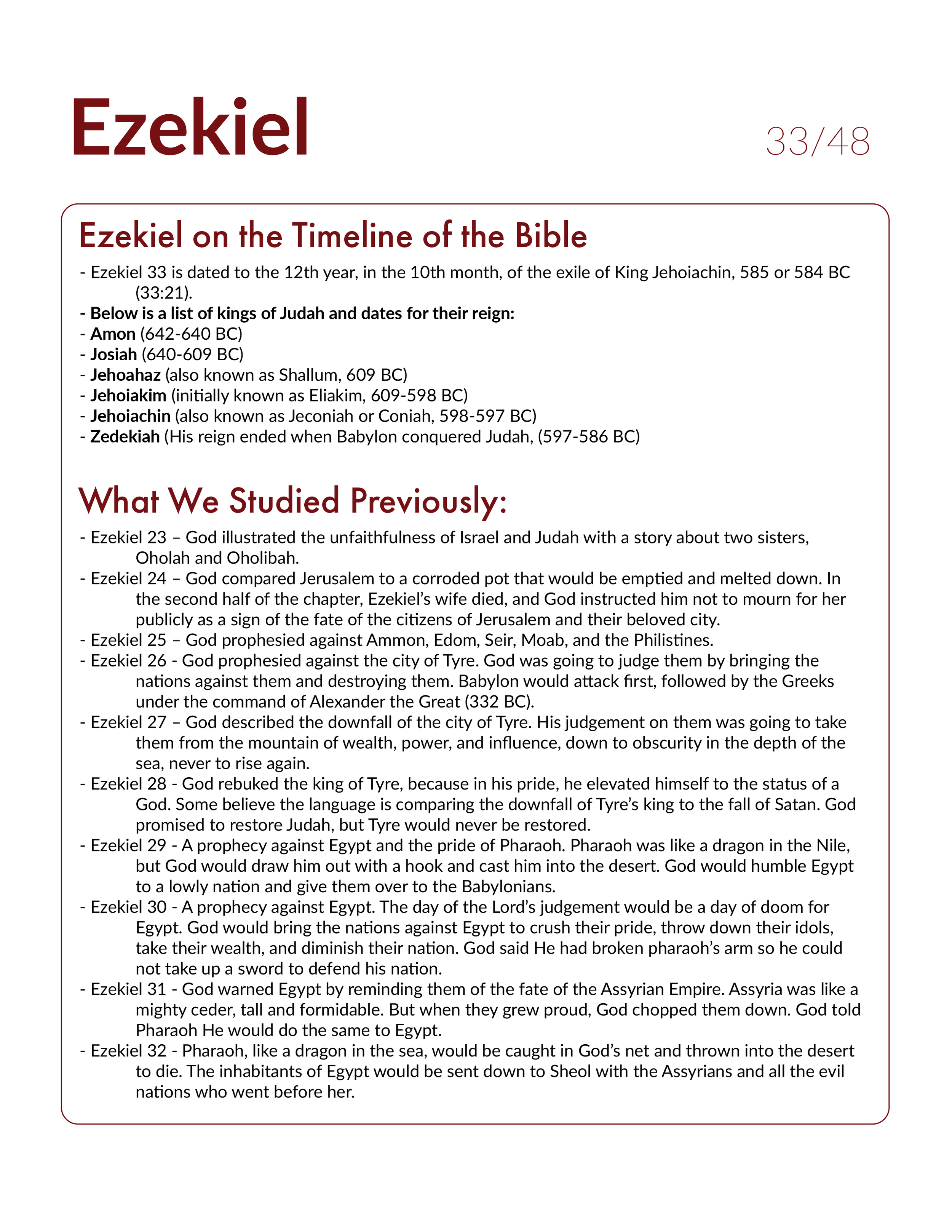 Ezekiel 33 - Bible Study, Explanation, and Application