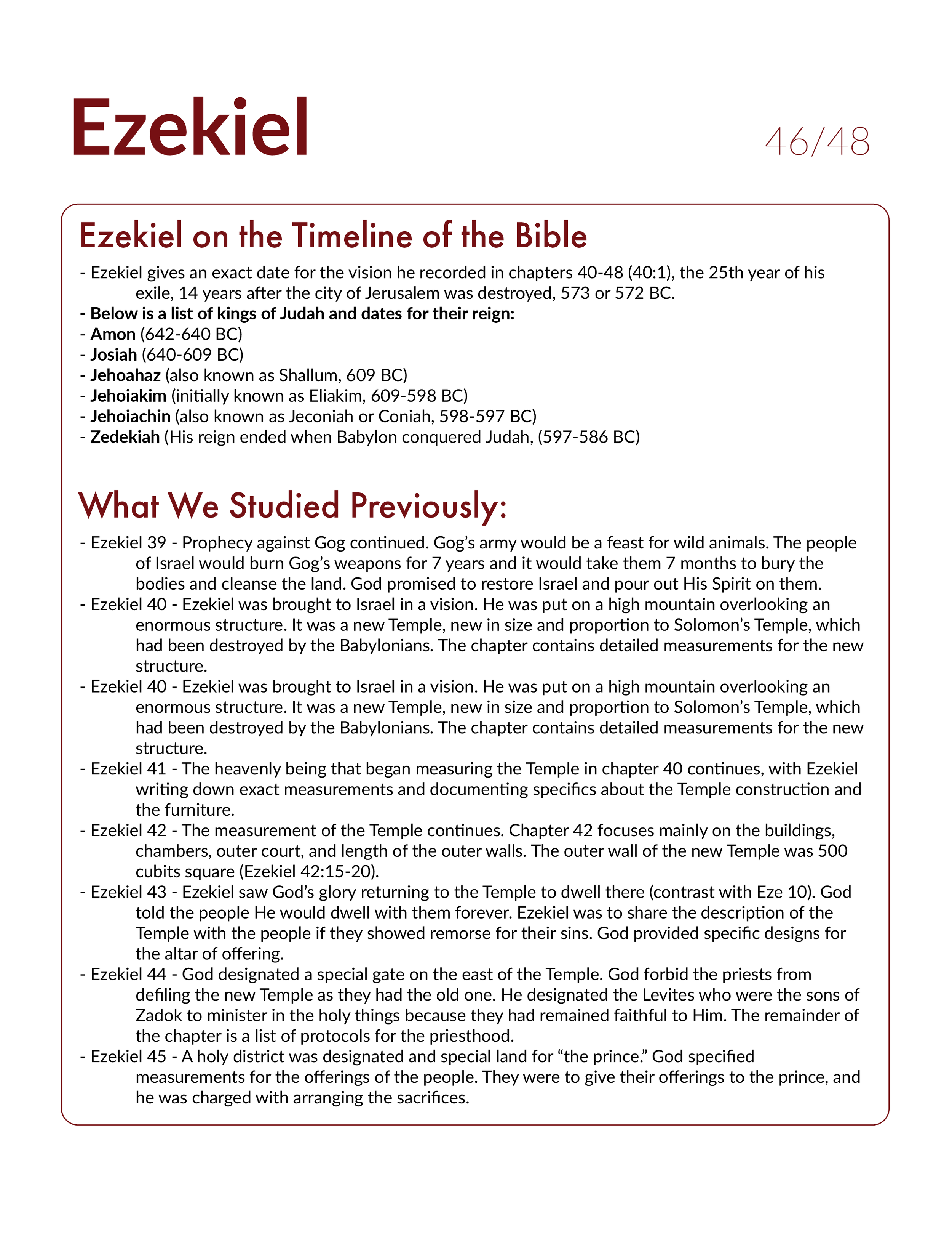 Ezekiel 46 - Bible Study, Explanation, and Application