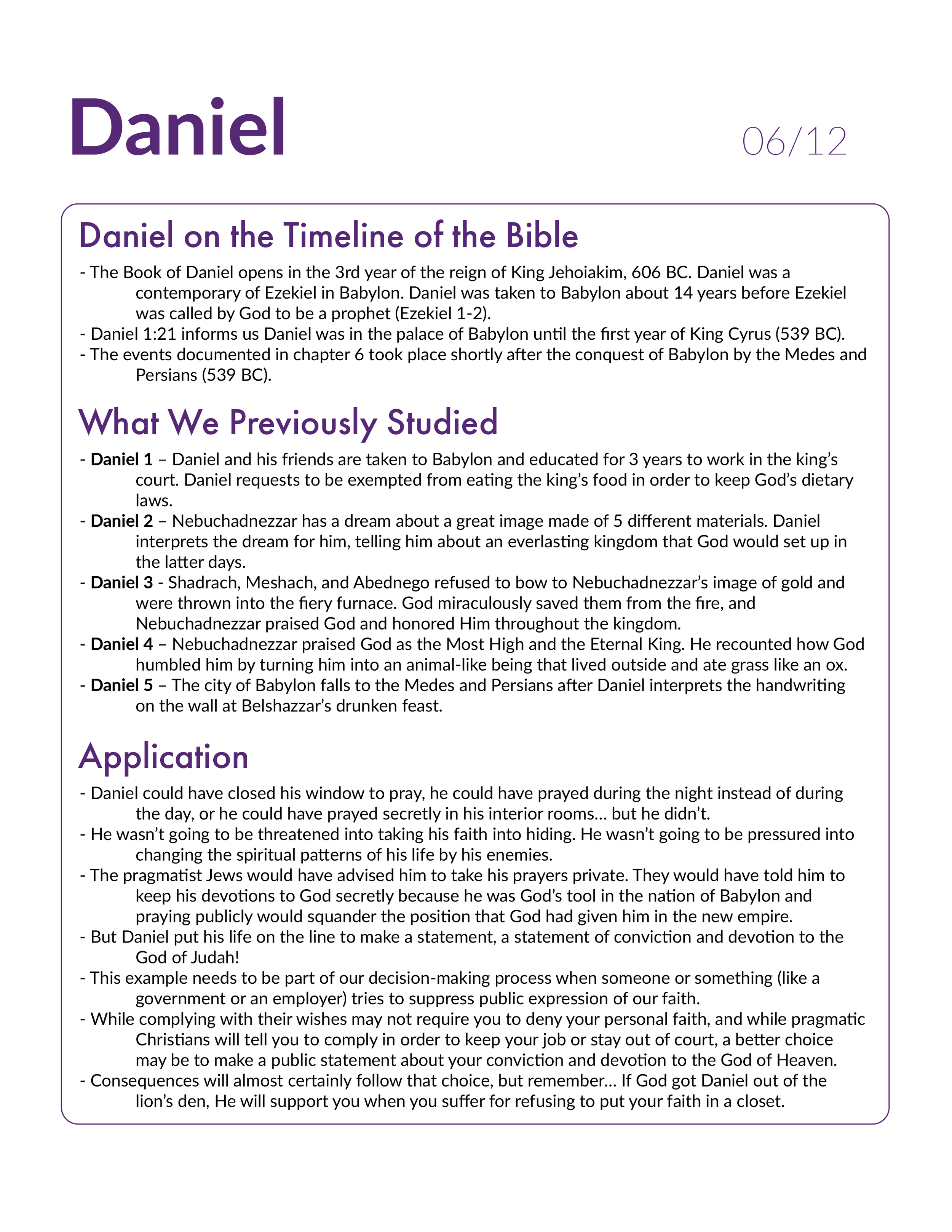 Daniel 6 - Bible Study, Explanation, and Application