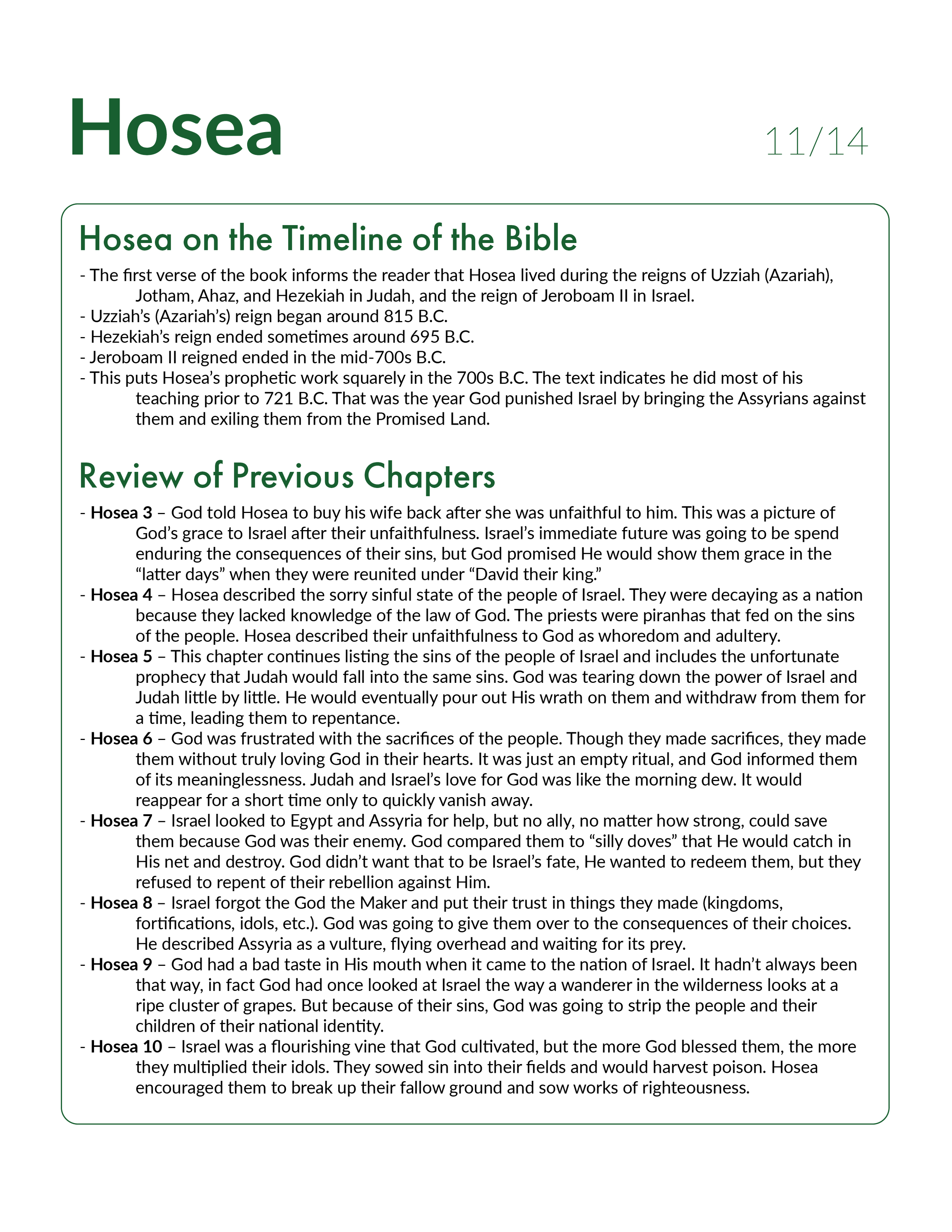 Hosea 11 - Bible Study, Explanation, and Application