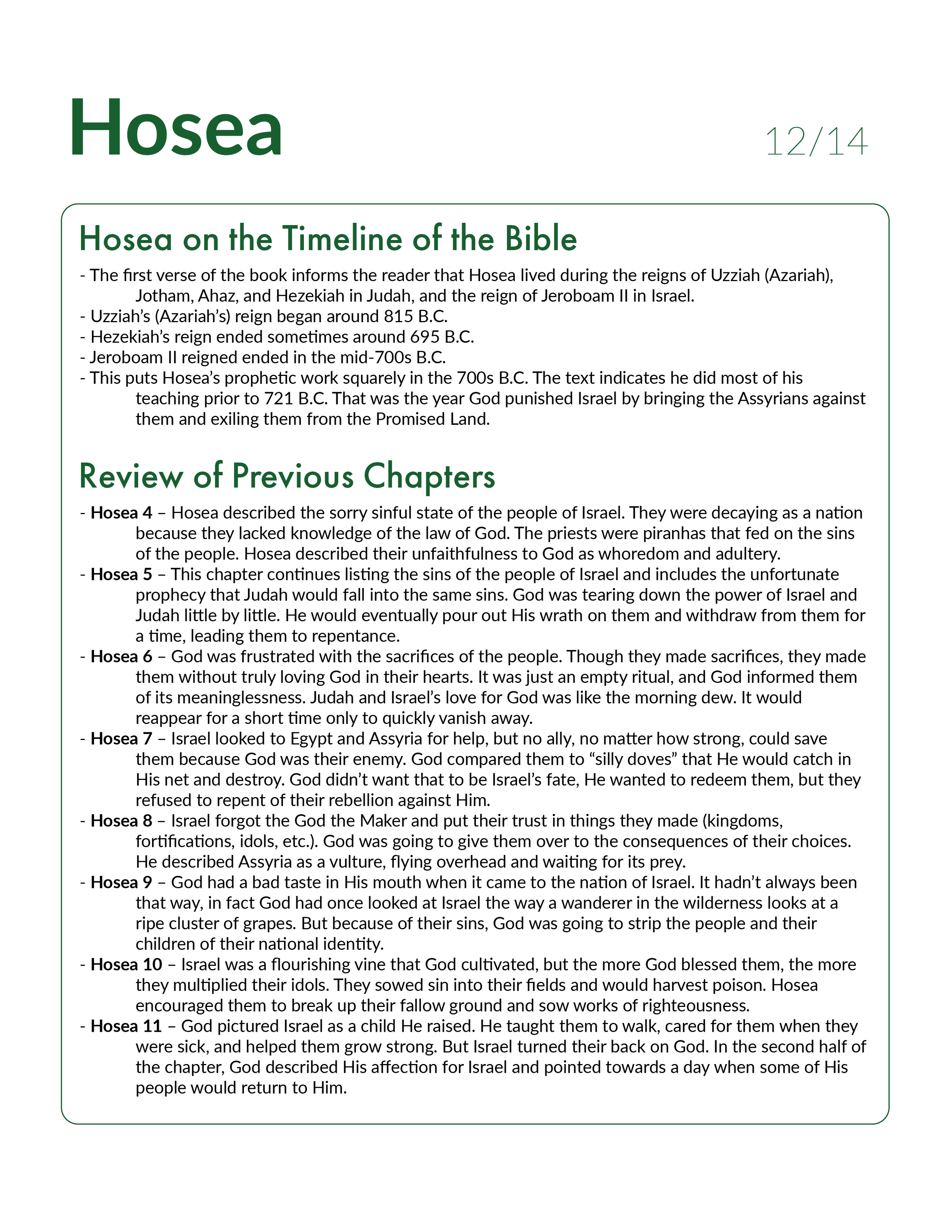 Hosea 12 - Bible Study, Explanation, and Application