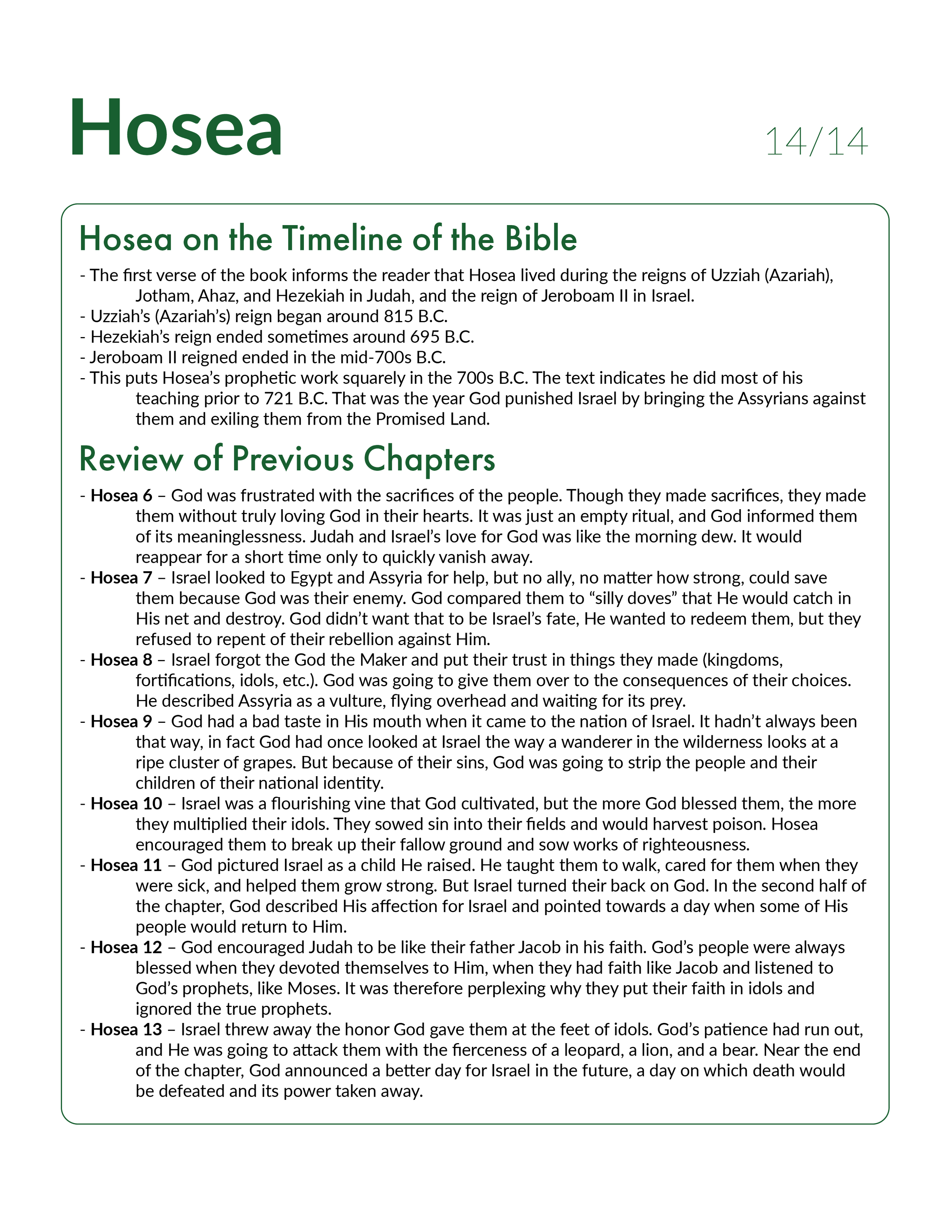 Hosea 14 - Bible Study, Explanation, and Application