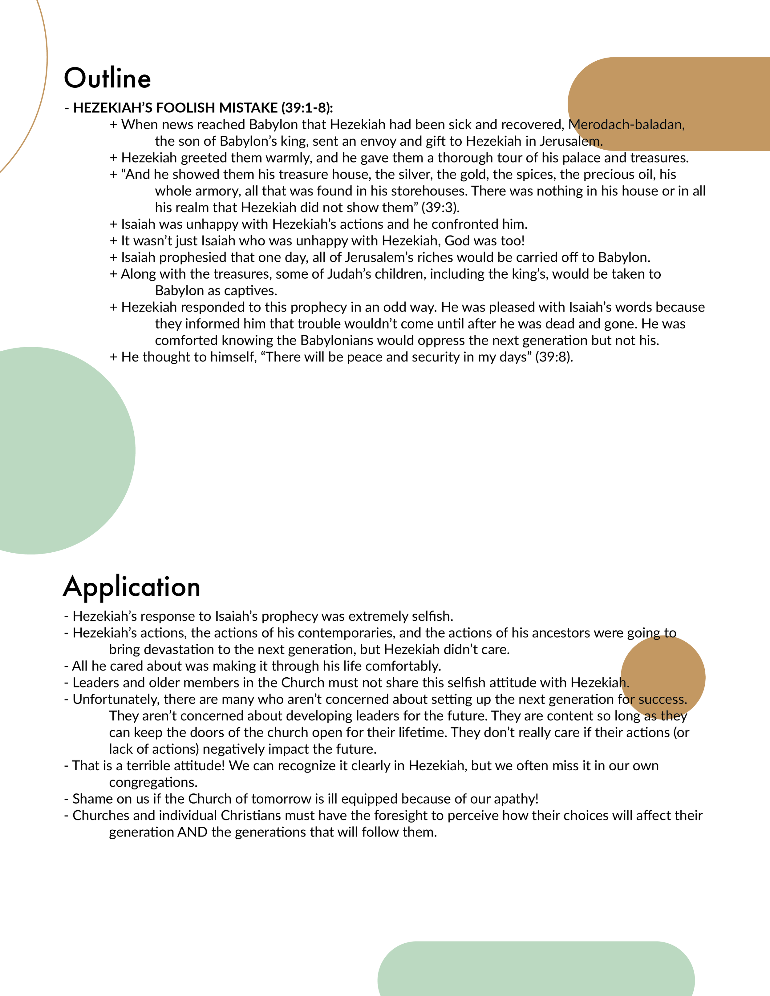 Isaiah 39 Outline and Application