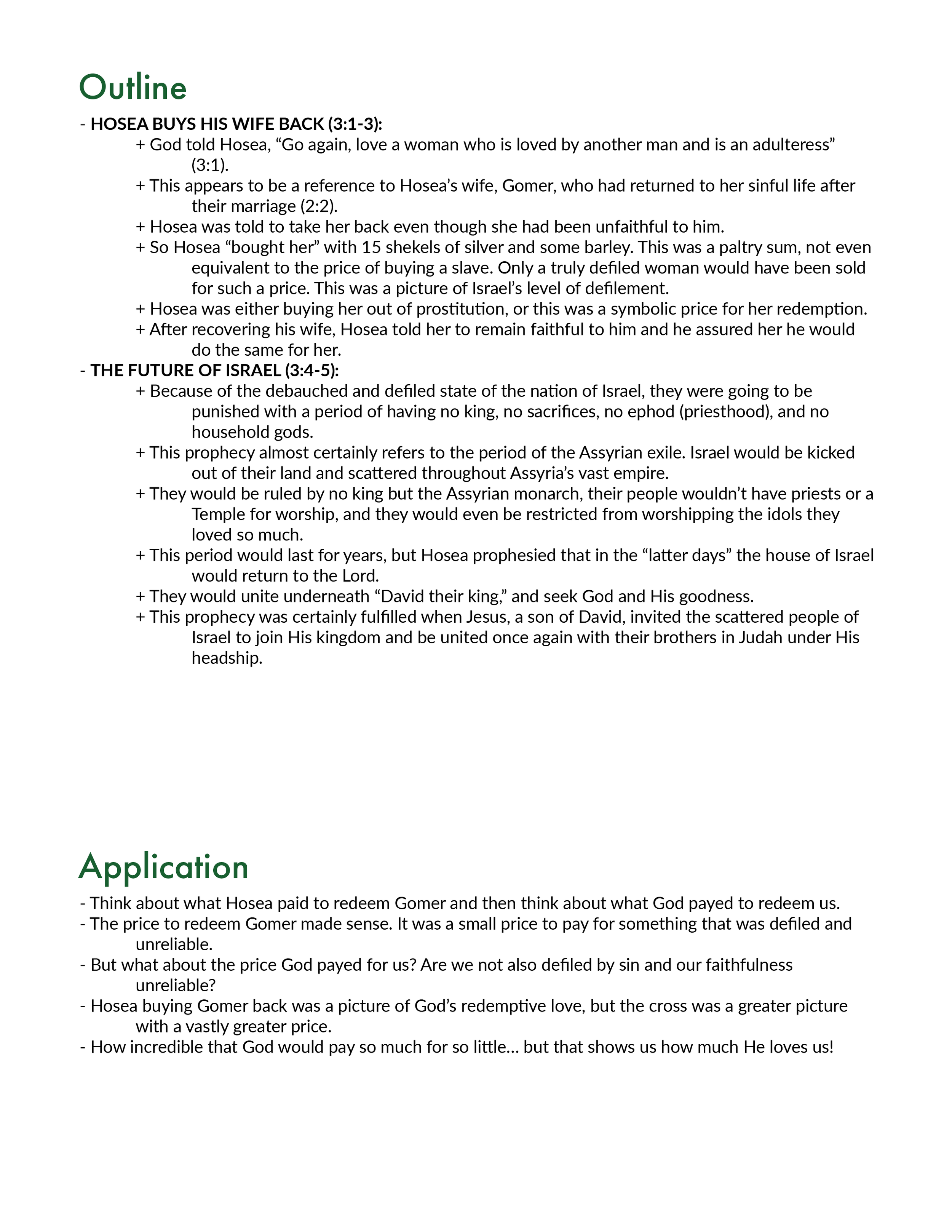 Hosea 3 Outline and Application