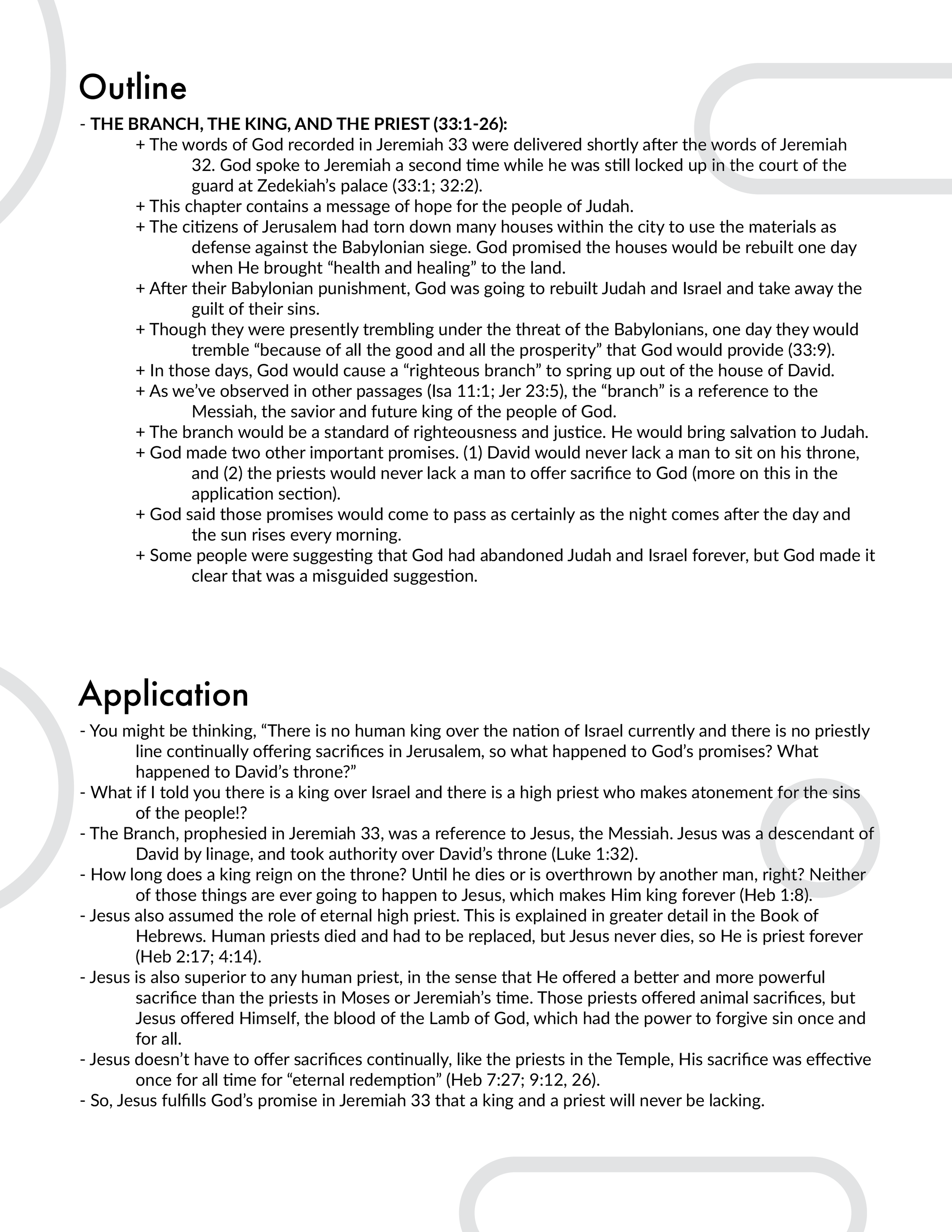 Jeremiah 33 Outline and application