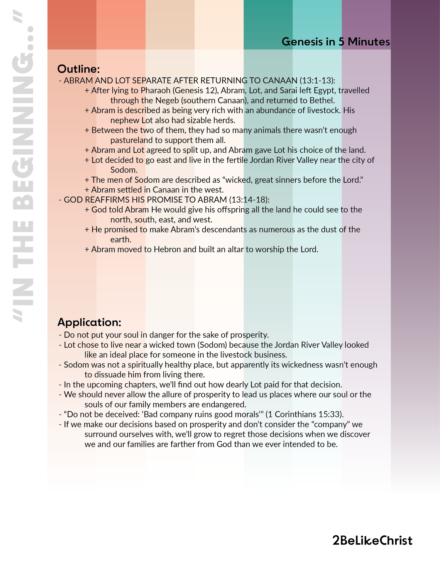 Genesis 13 Summary 5 Minute Bible Study 2BeLikeChrist genesis-13-summary-5-minute-bible-study-2belikechrist