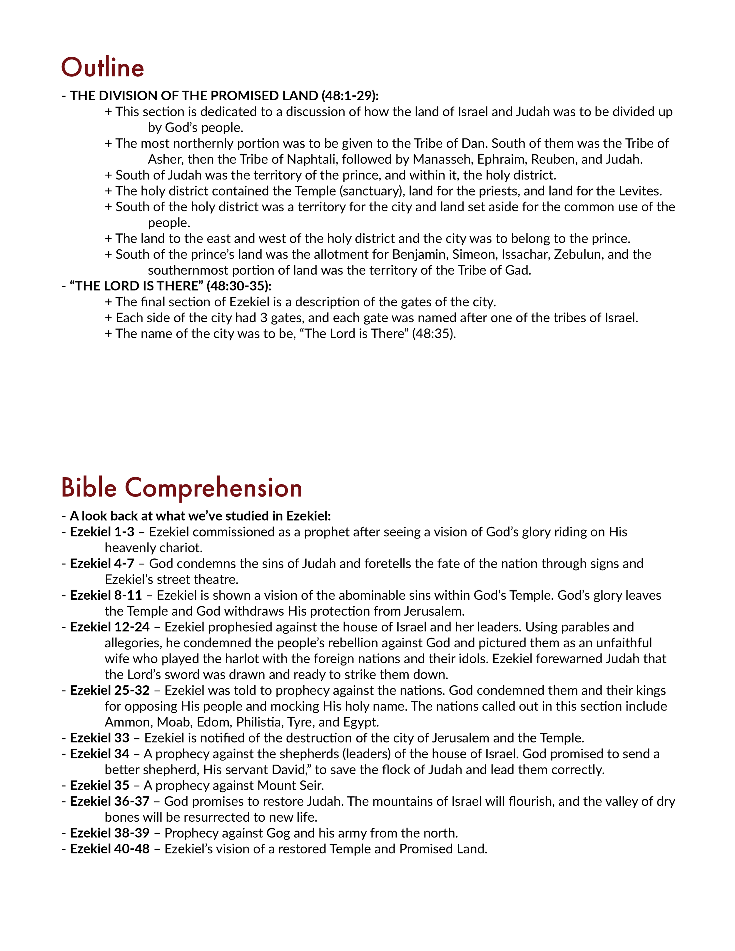 Ezekiel 48 Outline and Summary