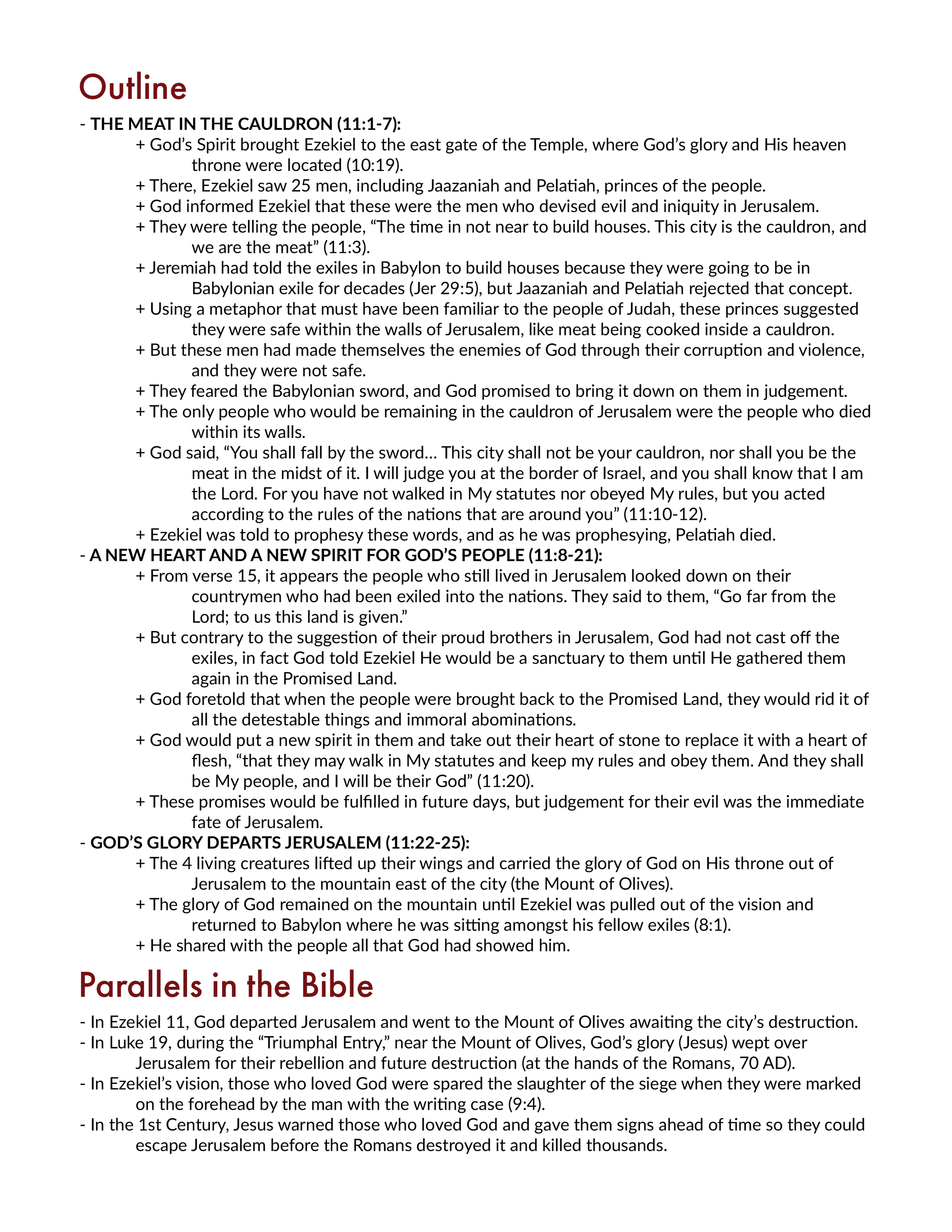 Ezekiel 11 Outline and Application