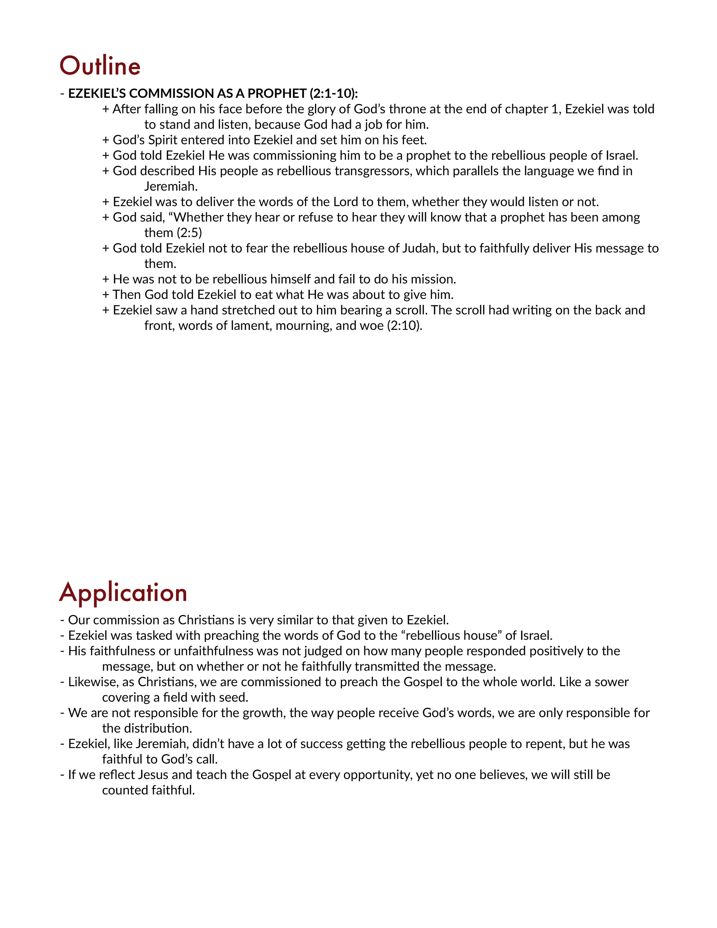 Ezekiel 2 Outline and Application