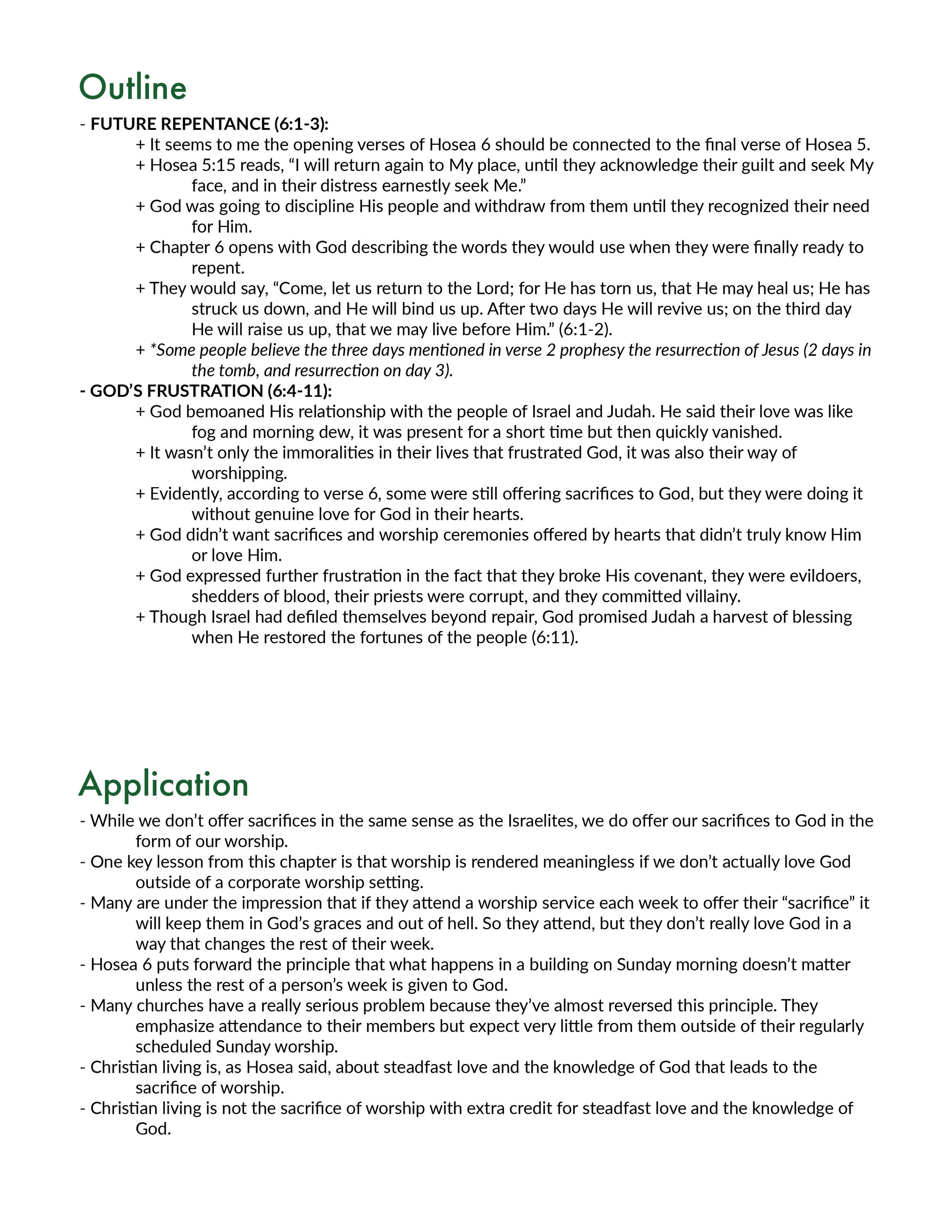 Hosea 6 Outline and Application