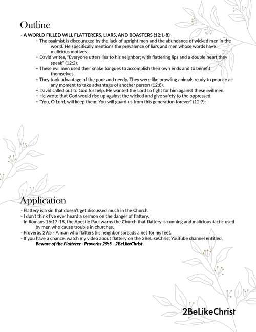 Psalm 12 Summary Psalm 12 Summary