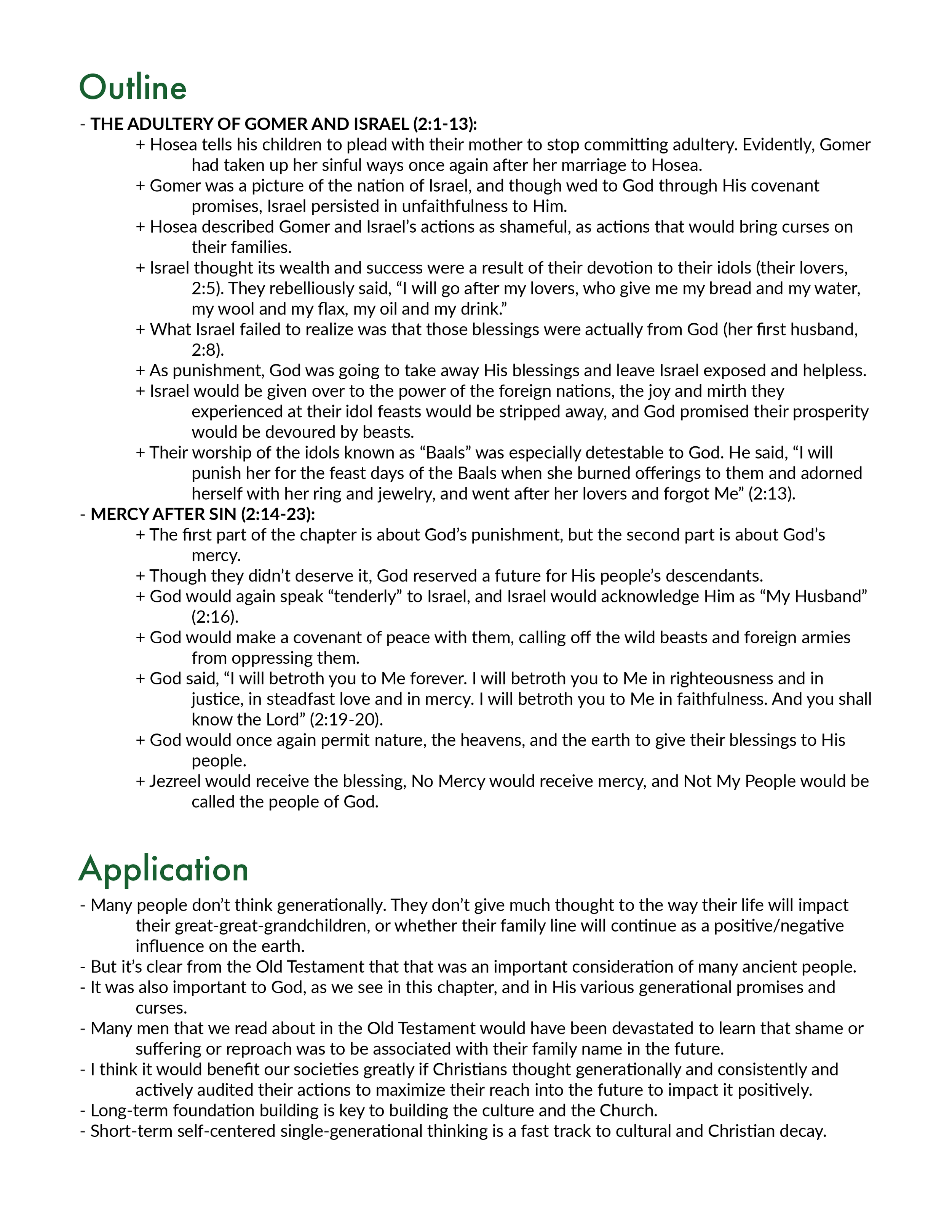 Hosea 2 Outline and Application