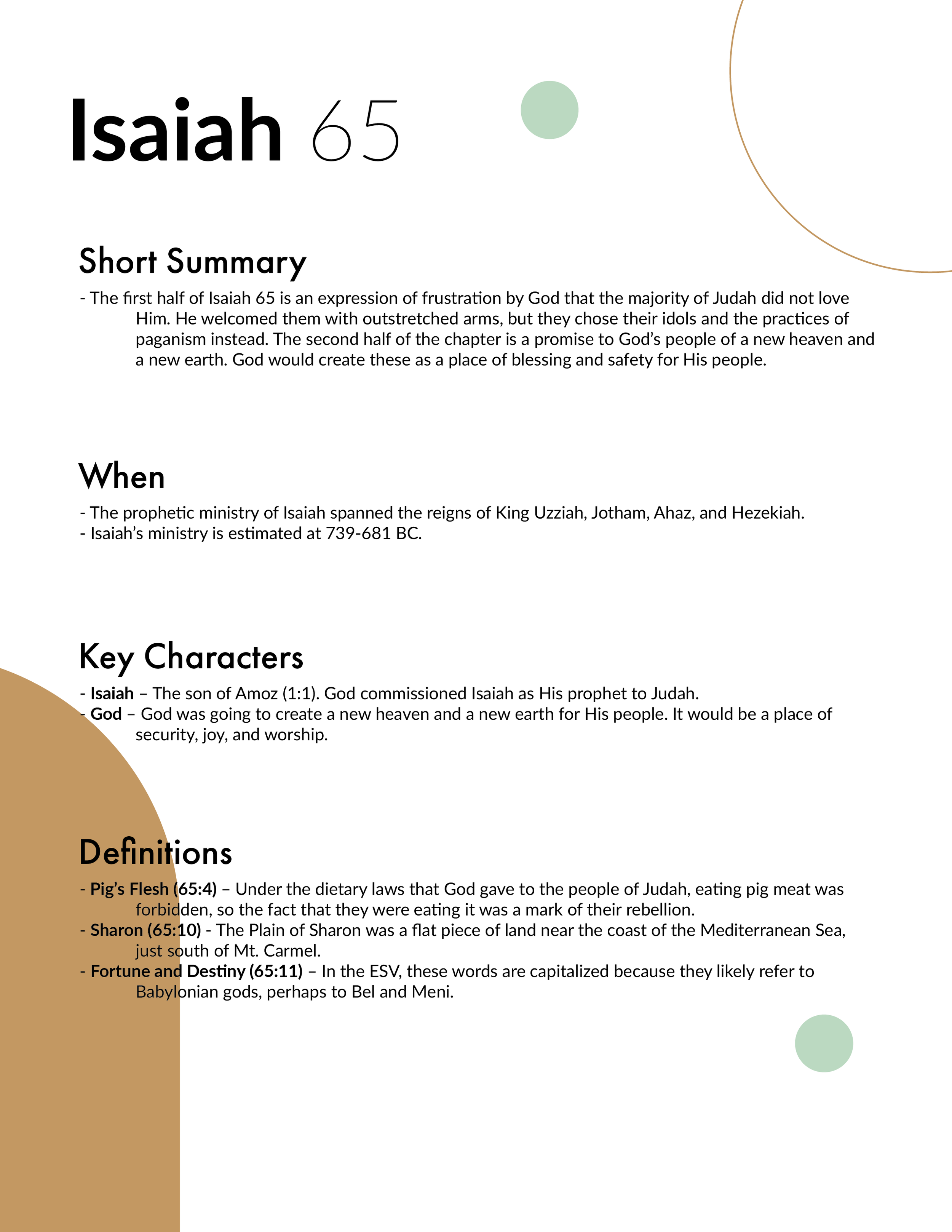 Isaiah 65 Bible Study and Worksheet